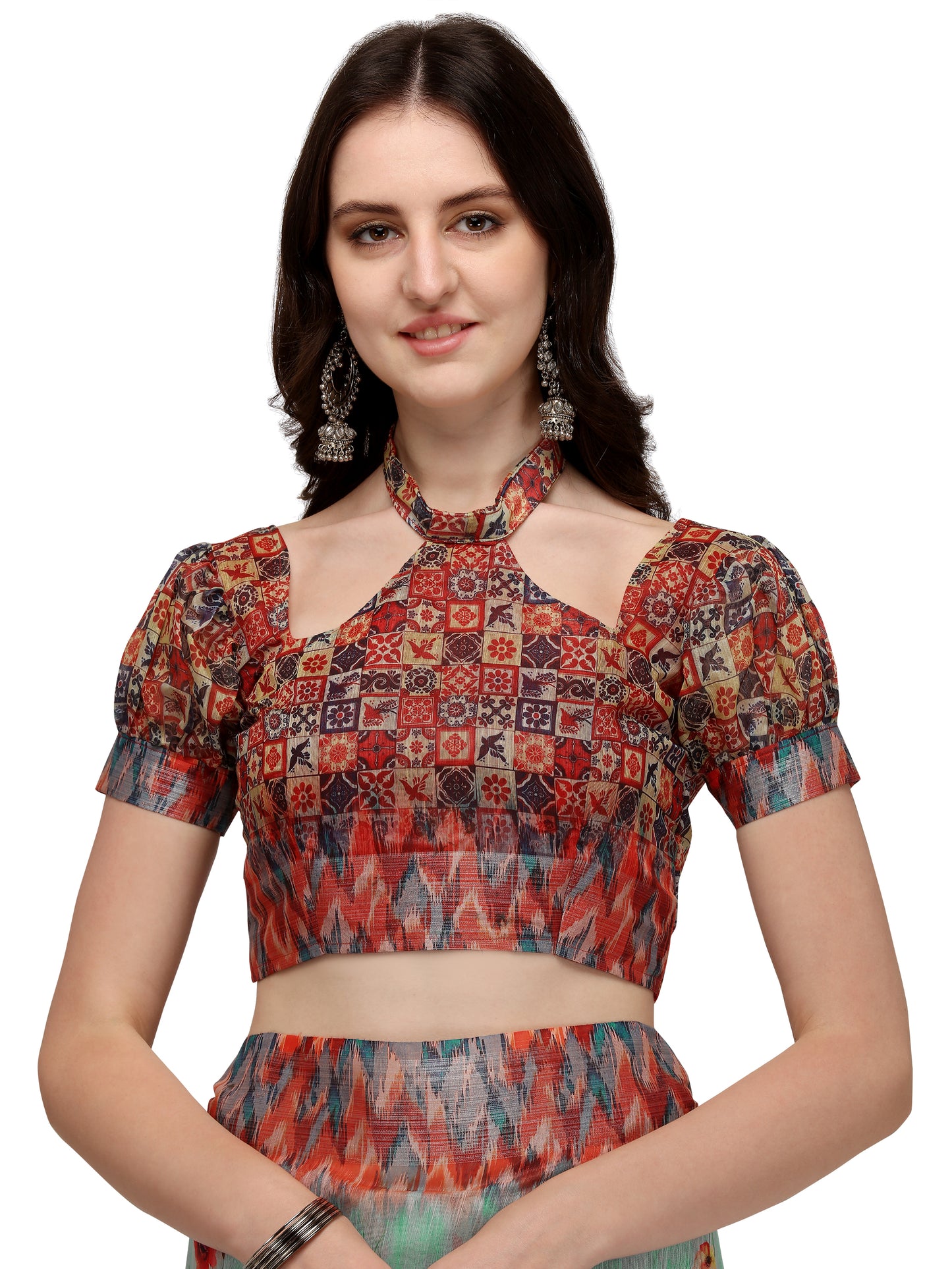 Dhiyona RV Women's Linen Blend Floral Printed Exclusive Saree With Blouse ( KVD1493 )
