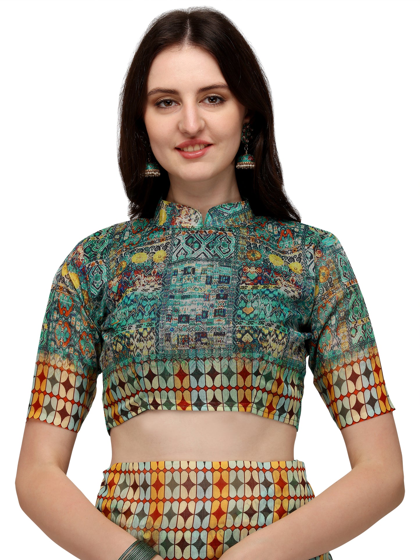 Dhiyona RV Women's Linen Blend Floral Printed Exclusive Saree With Blouse ( KVD1495 )