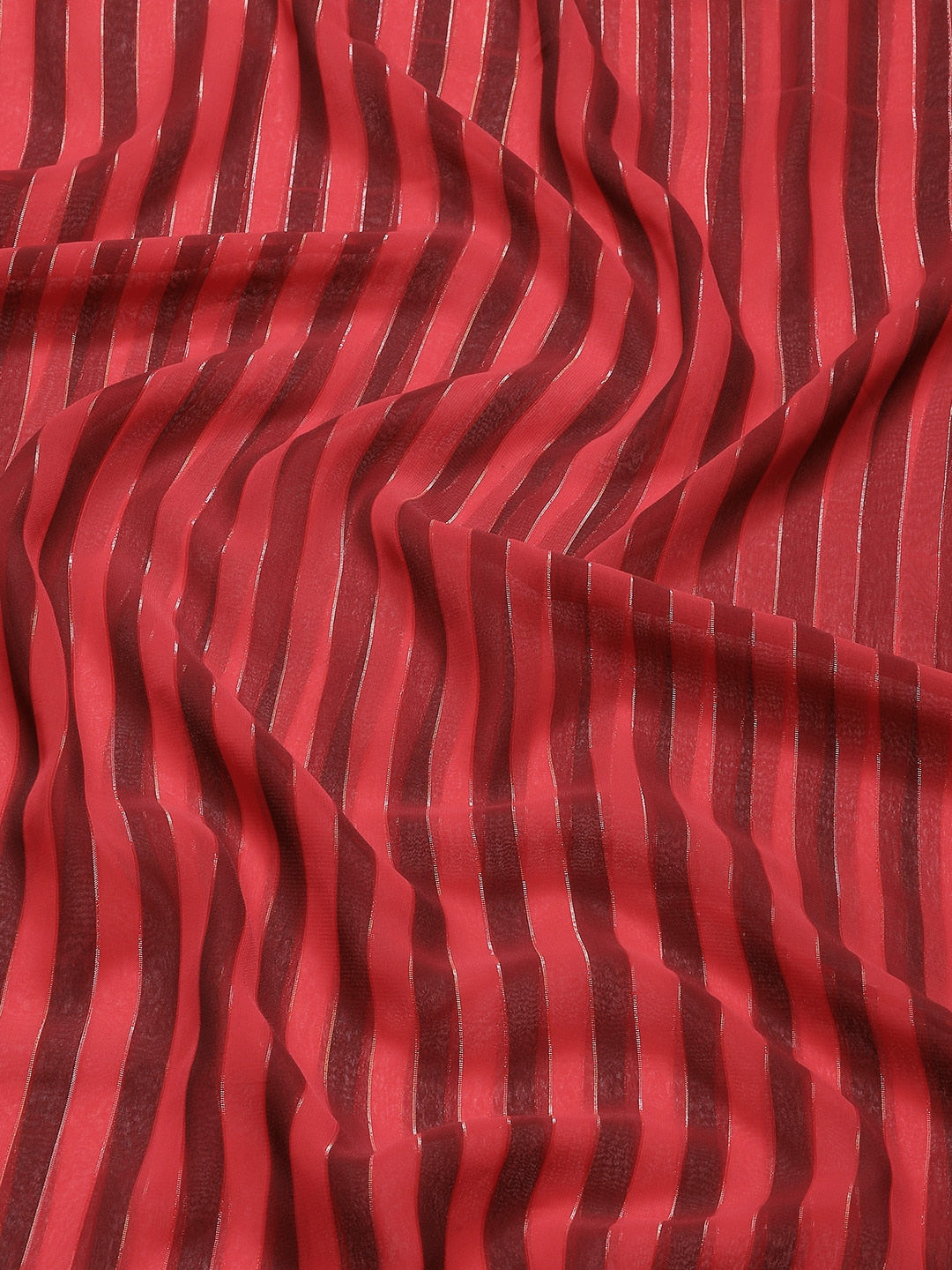 Dhiyona RV Women's Elegant Silk Blend Saree with Silver Zari Weaving Stripes With Blouse ( KVD1790 )