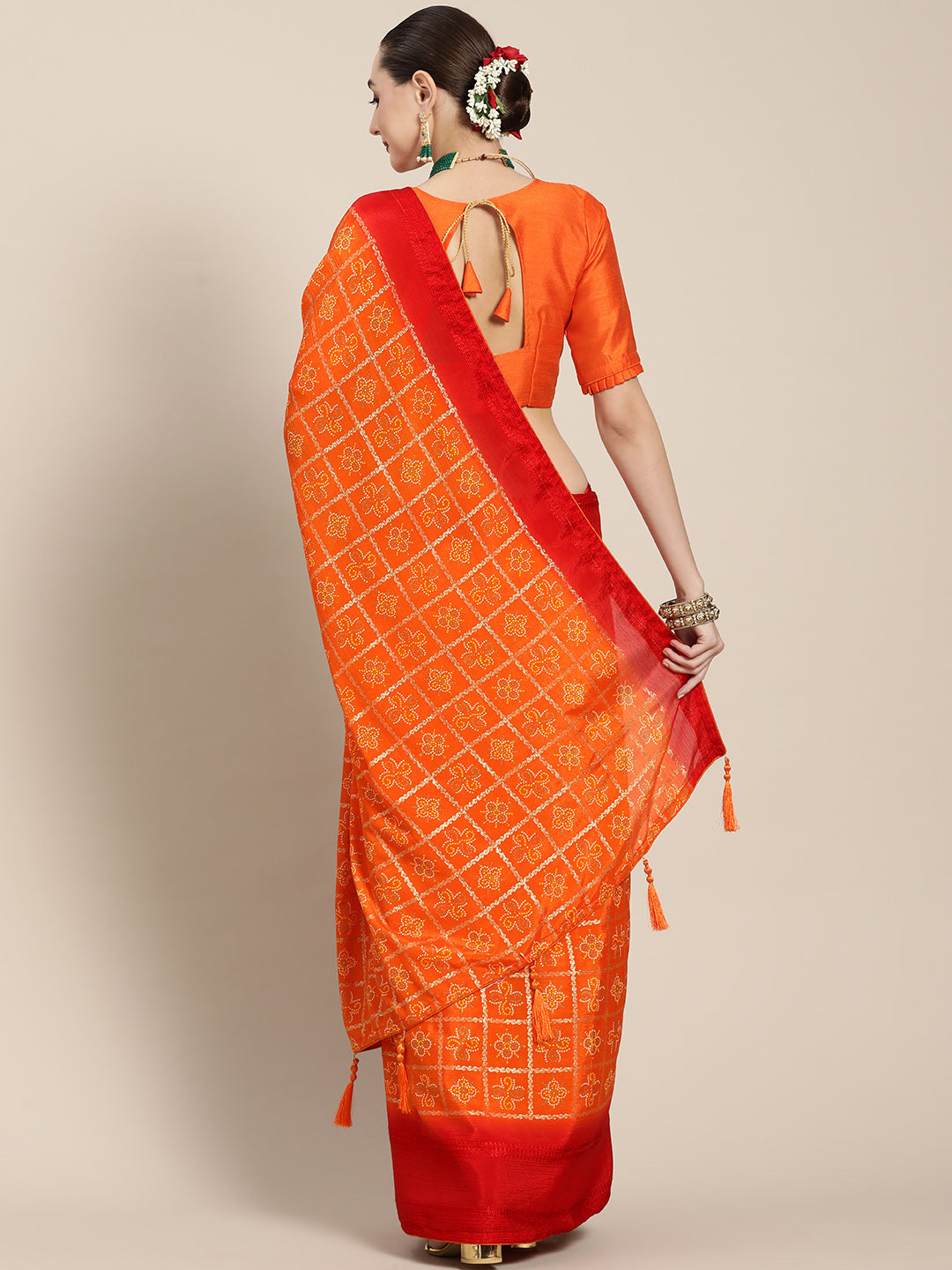 Dhiyona RV Women's Elegant Viscose Georgette Bandhani Saree With Blouse ( KVD1873 )