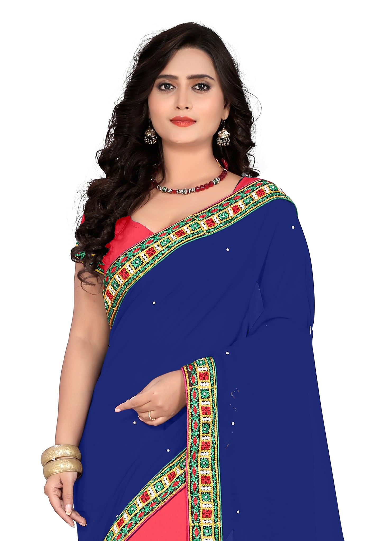 Dhiyona RV Women's Designer Half & Half Georgette Embroidery Work Saree With Blouse ( KVD22 )