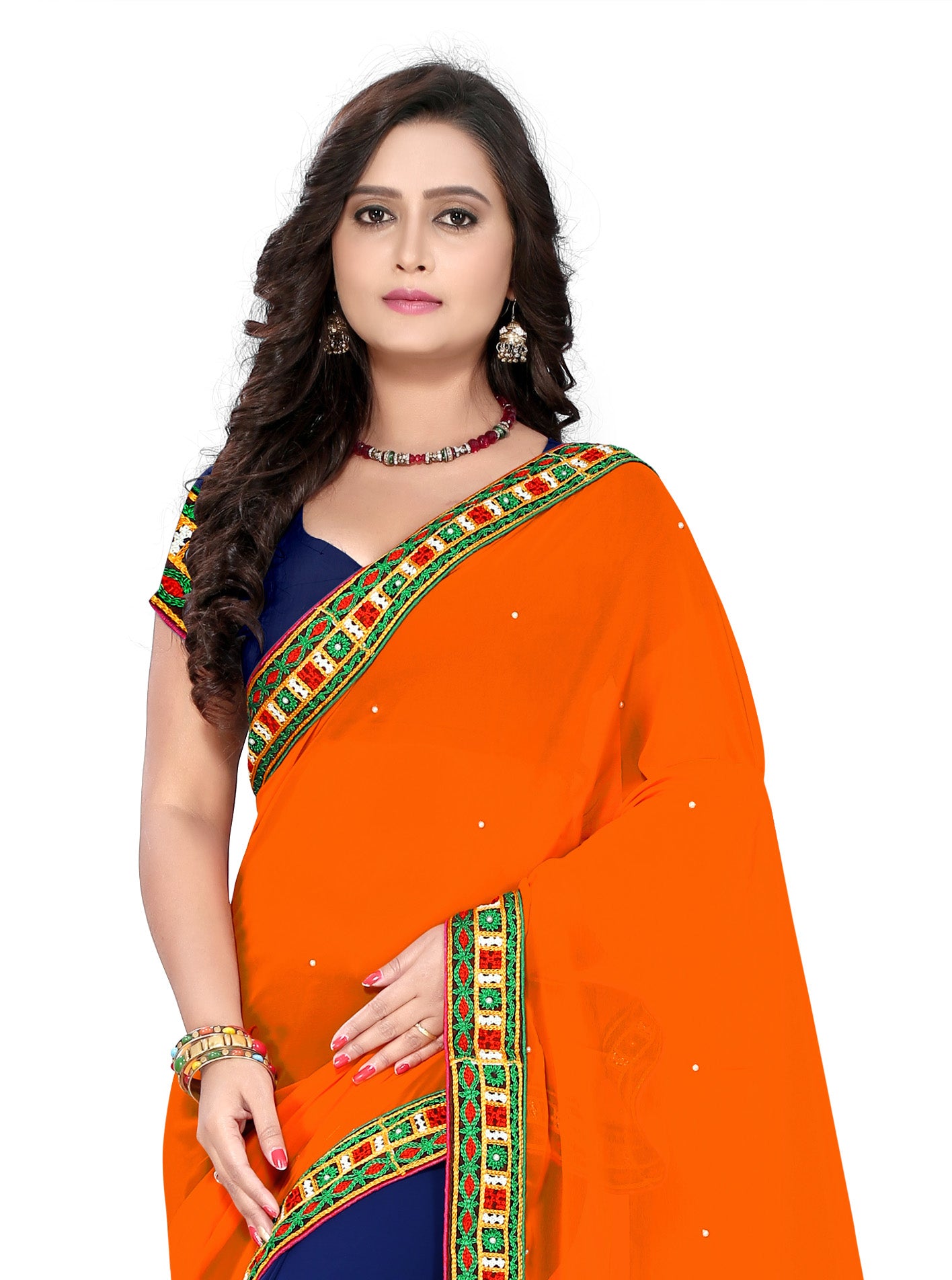 Dhiyona RV Women's Designer Half & Half Georgette Embroidery Work Saree With Blouse ( KVD27 )