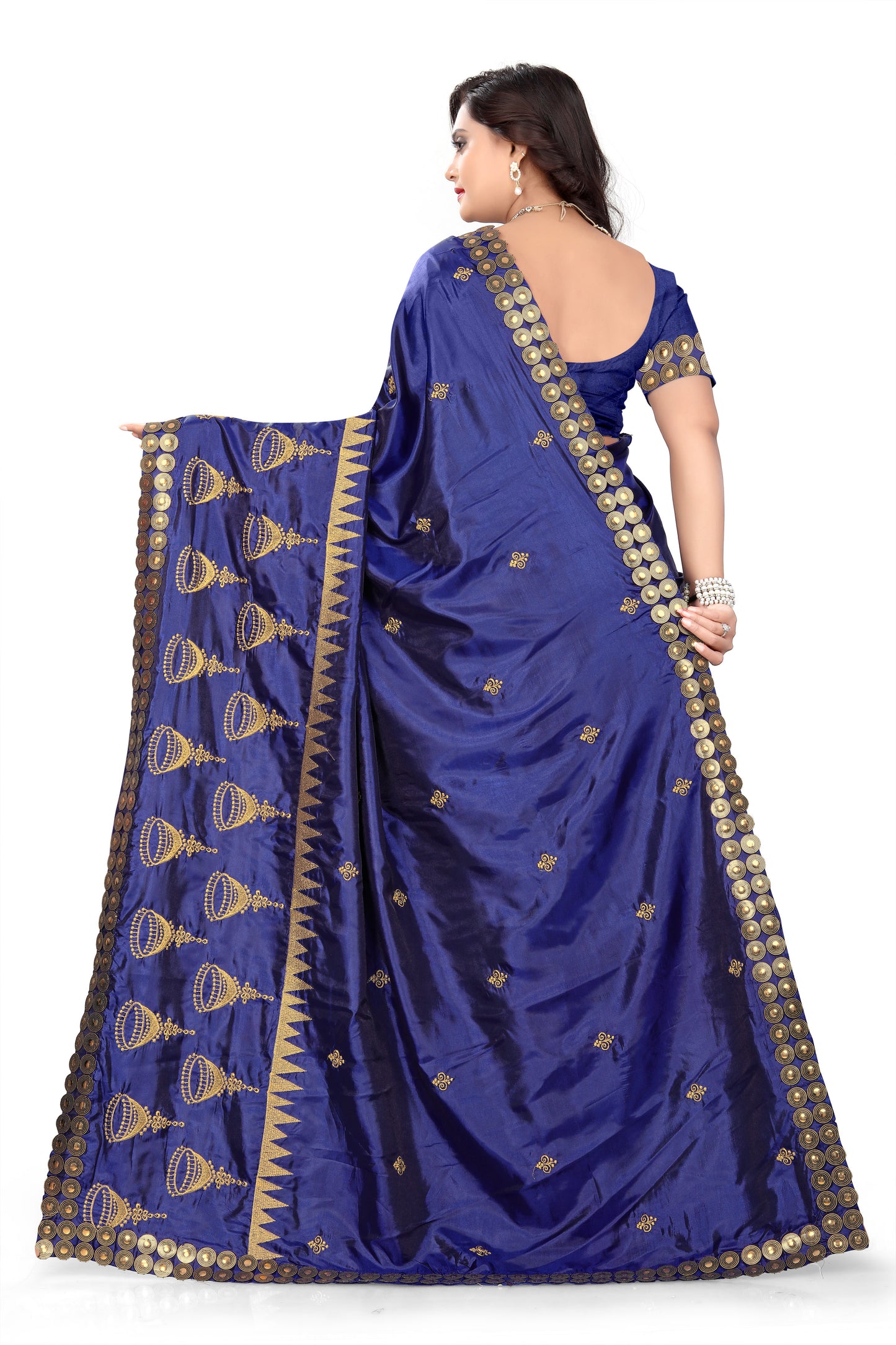 Dhiyona RV Women's Elegant Paper Silk Zari Embroidered Saree With Blouse ( KVD372 )