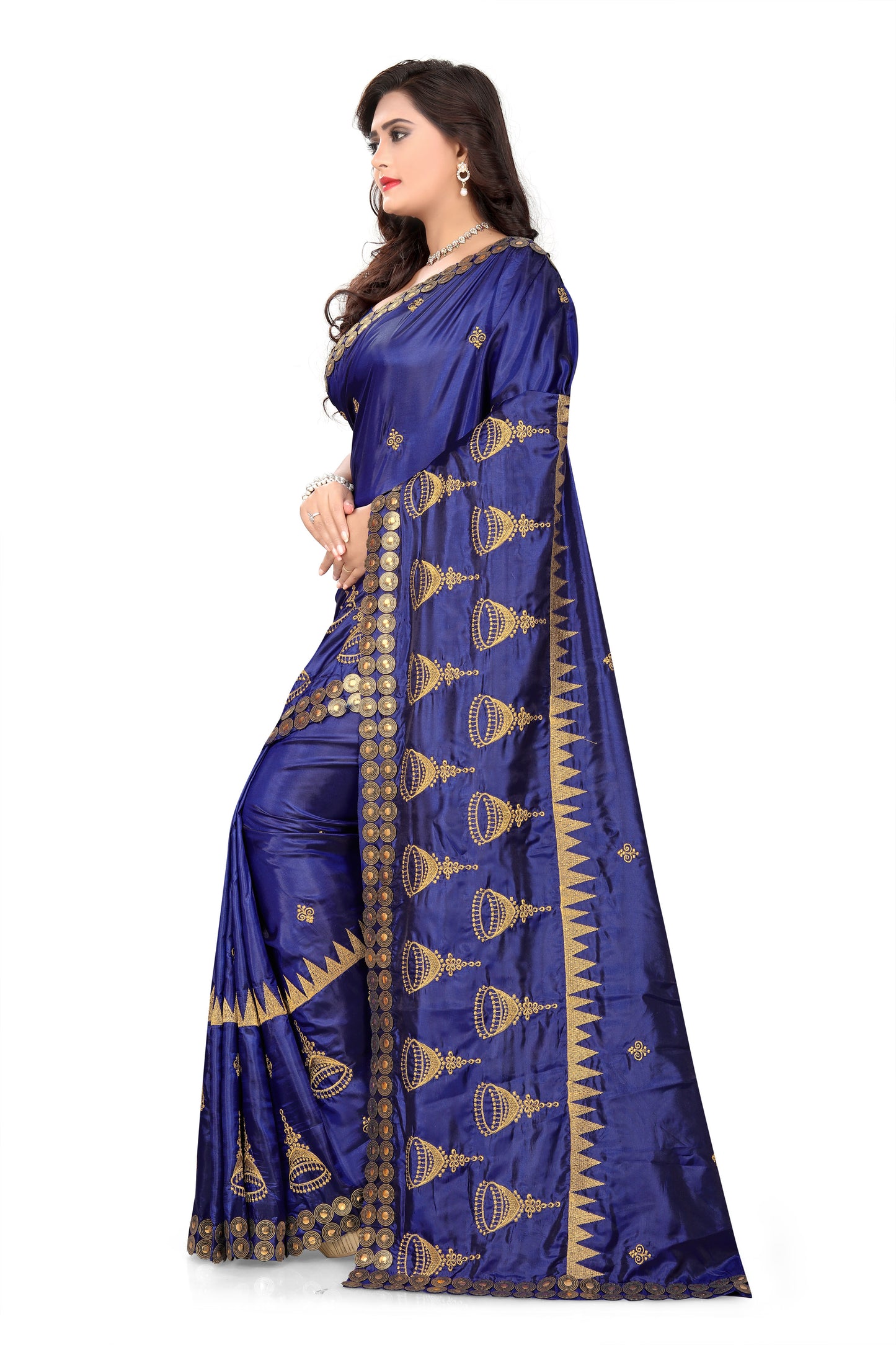 Dhiyona RV Women's Elegant Paper Silk Zari Embroidered Saree With Blouse ( KVD372 )