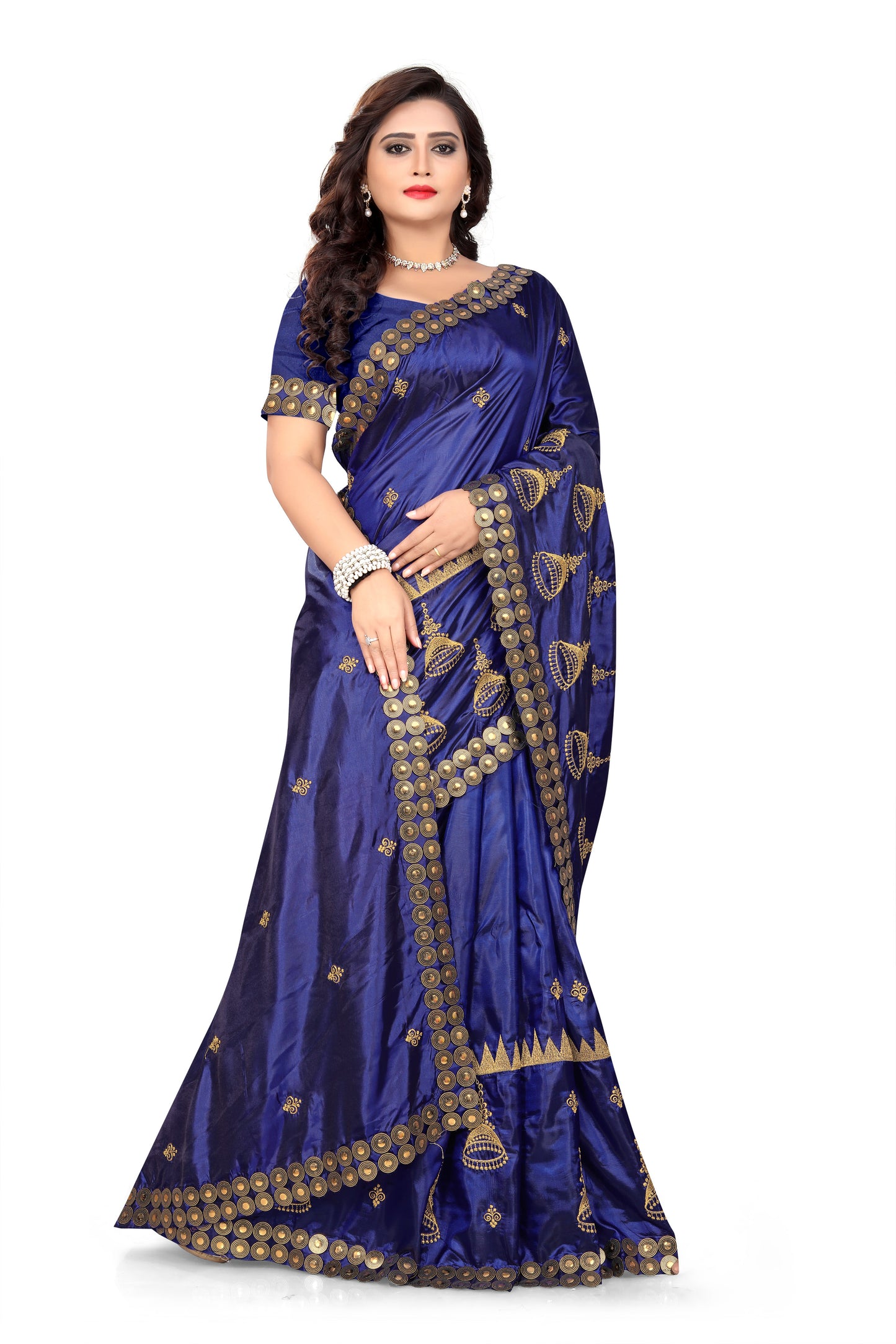 Dhiyona RV Women's Elegant Paper Silk Zari Embroidered Saree With Blouse ( KVD372 )