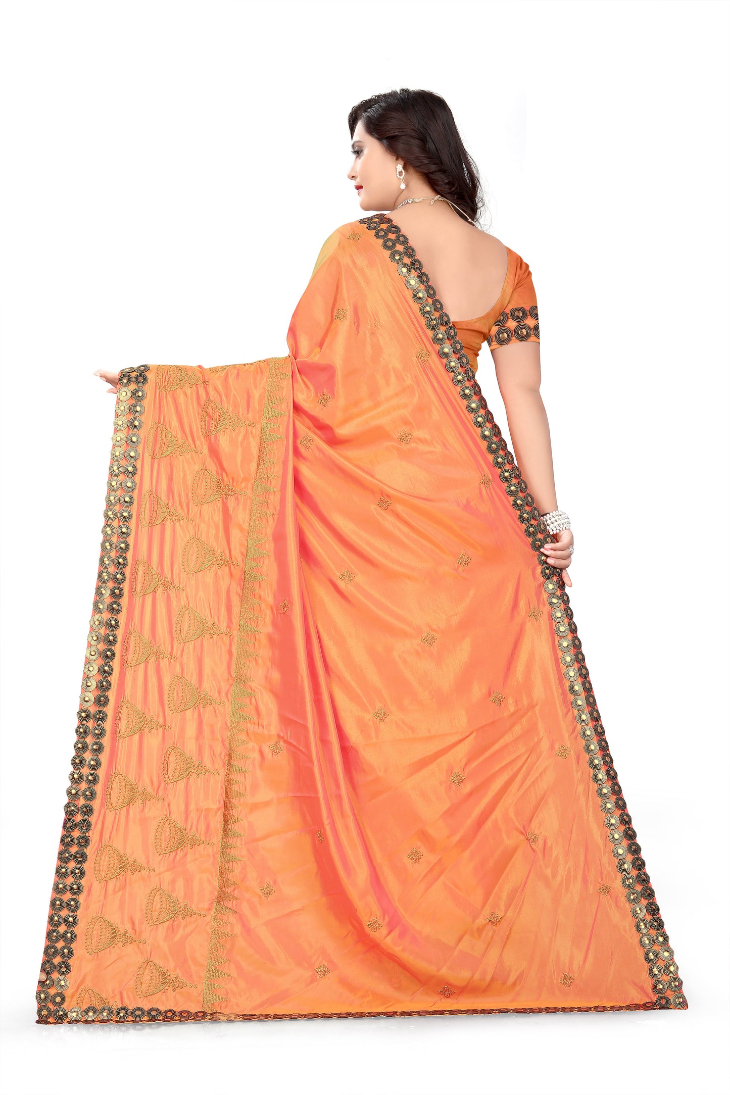 Dhiyona RV Women's Elegant Paper Silk Zari Embroidered Saree With Blouse ( KVD373 )