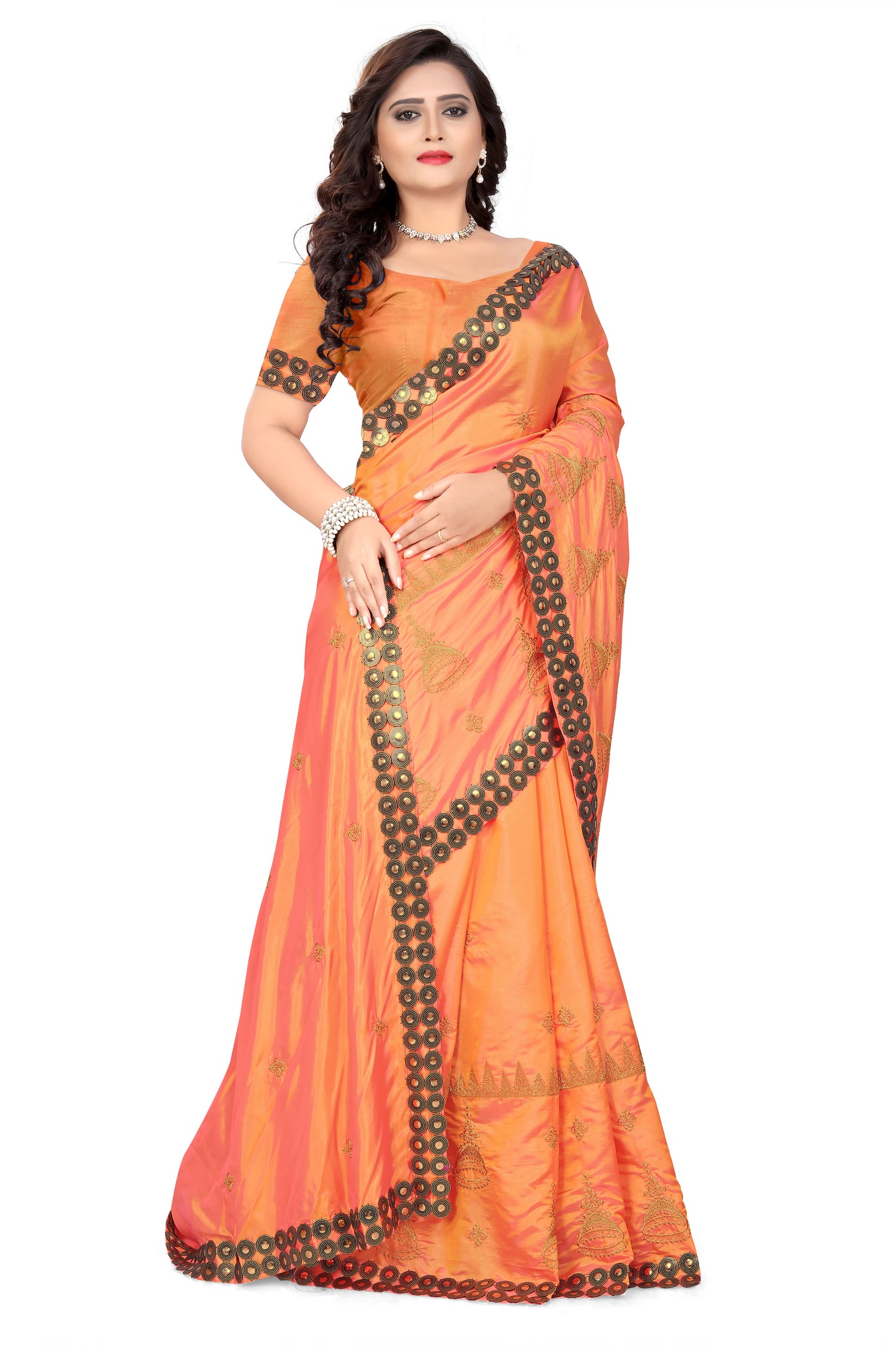 Dhiyona RV Women's Elegant Paper Silk Zari Embroidered Saree With Blouse ( KVD373 )