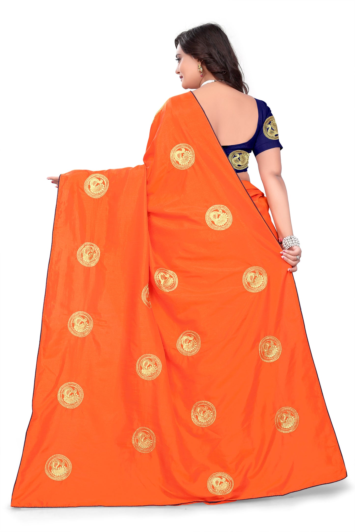Dhiyona RV Women's Elegant Sana Silk Zari Embroidered Saree with Banglori Silk Blouse ( KVD380 )