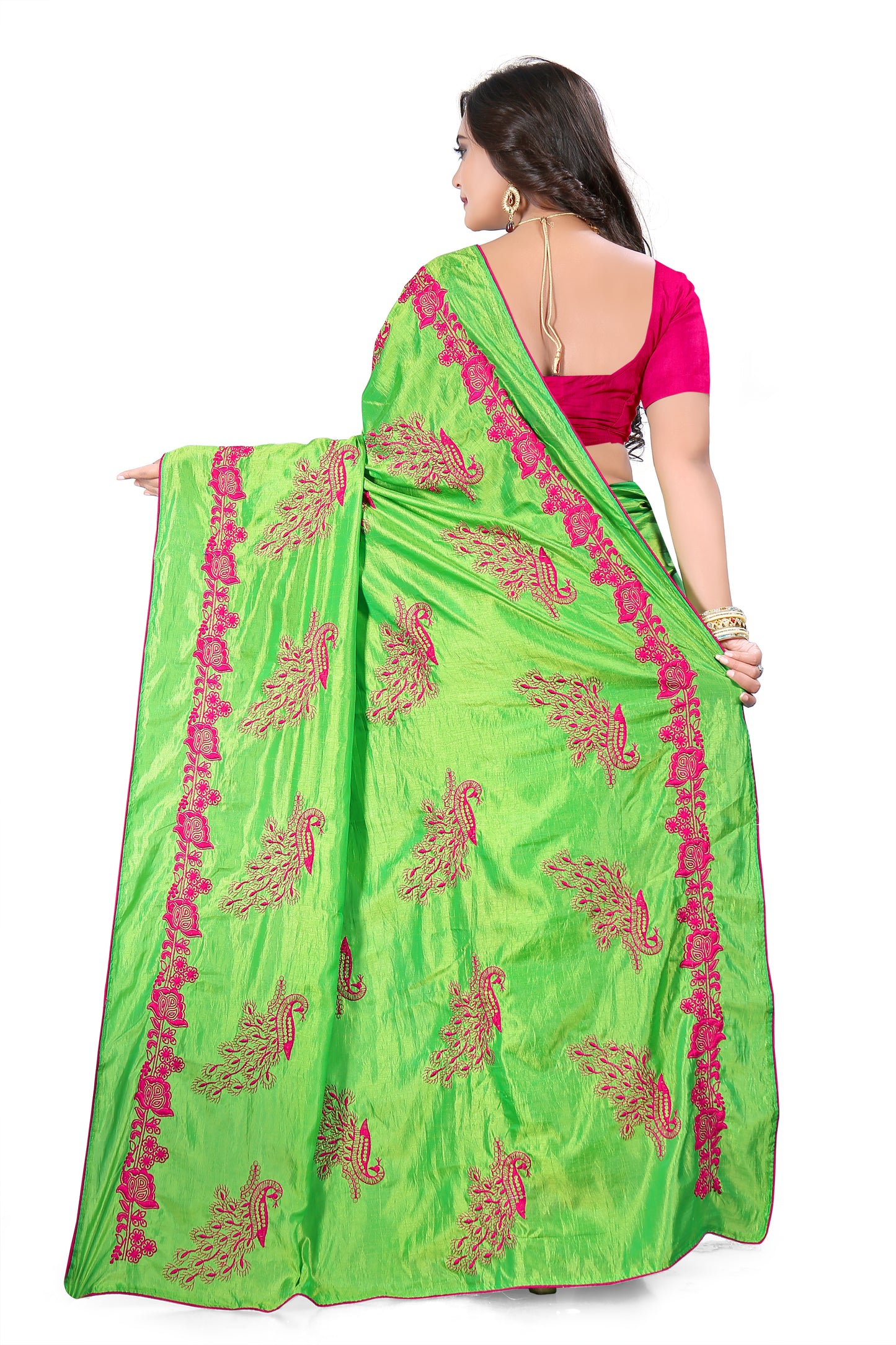Dhiyona RV Women's Designer Sana Silk Thread Embroidered Saree with Banglori Silk Blouse ( KVD384 )