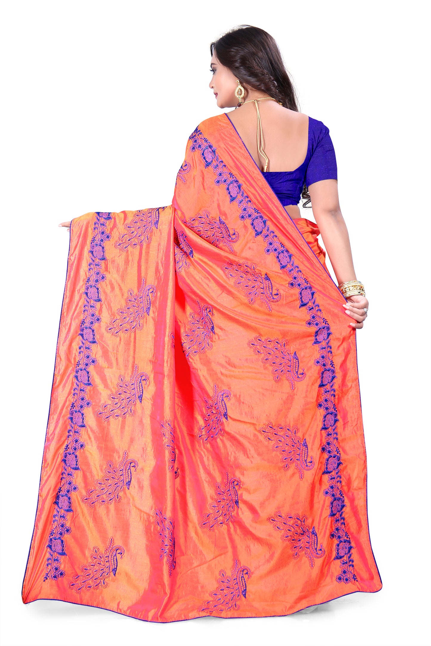 Dhiyona RV Women's Designer Sana Silk Thread Embroidered Saree with Banglori Silk Blouse ( KVD385 )