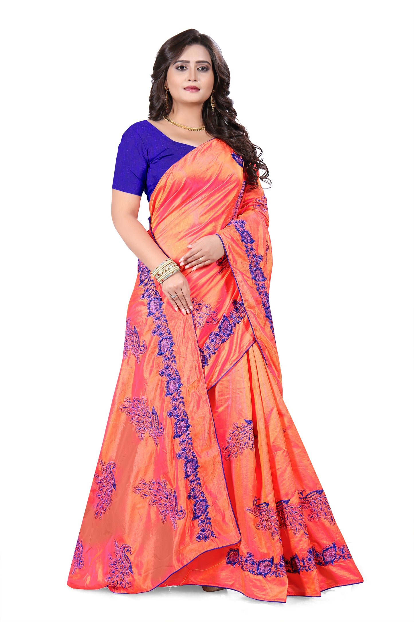 Dhiyona RV Women's Designer Sana Silk Thread Embroidered Saree with Banglori Silk Blouse ( KVD385 )