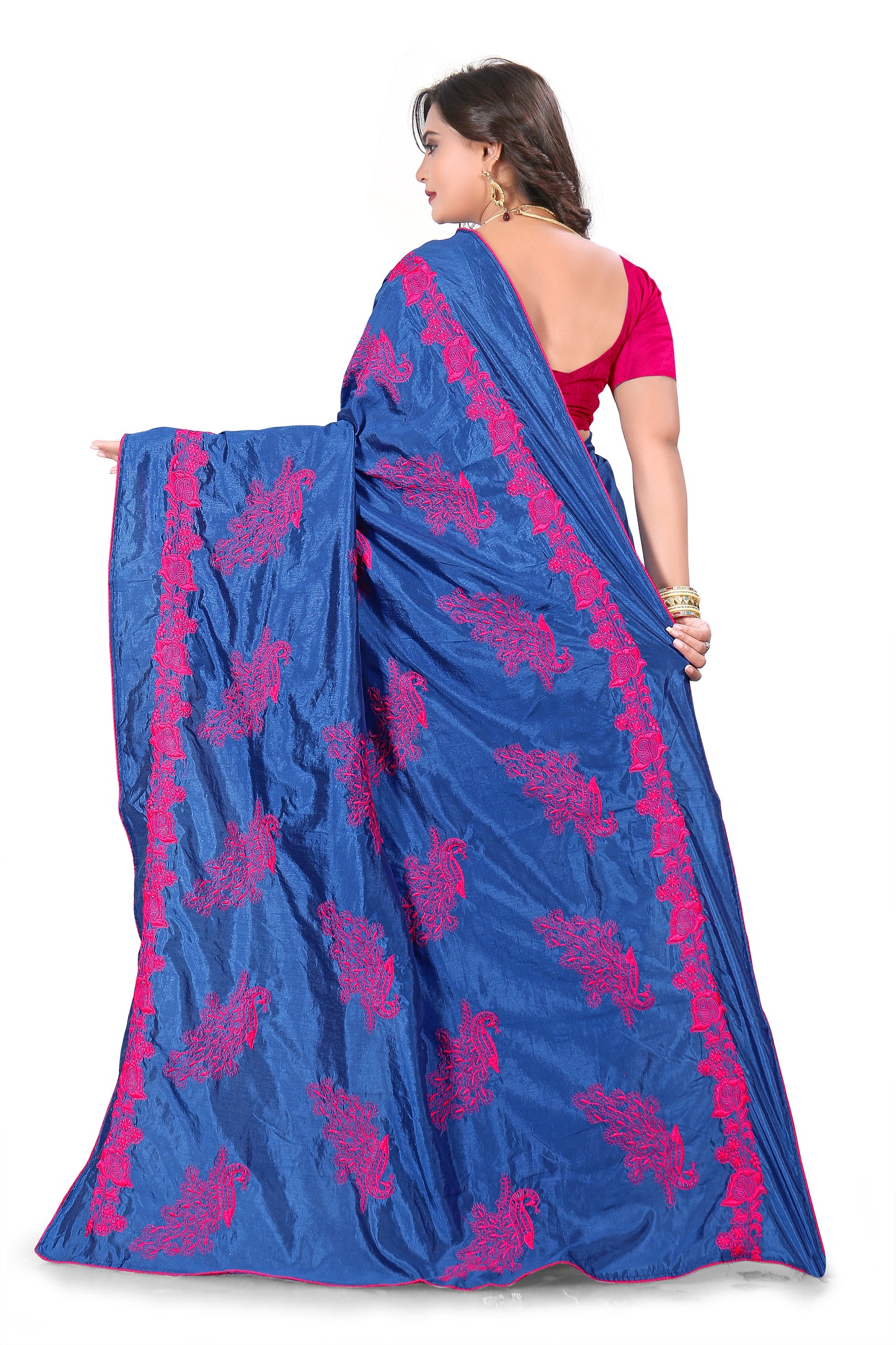 Dhiyona RV Women's Designer Sana Silk Thread Embroidered Saree with Banglori Silk Blouse ( KVD386 )