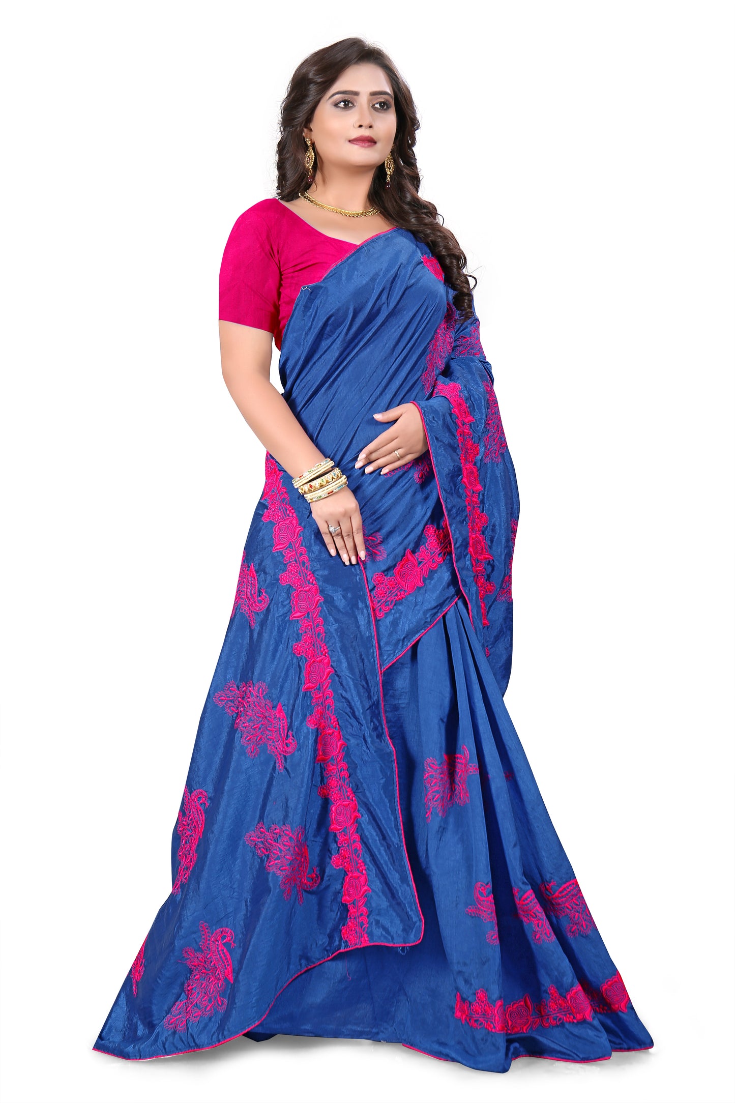 Dhiyona RV Women's Designer Sana Silk Thread Embroidered Saree with Banglori Silk Blouse ( KVD386 )