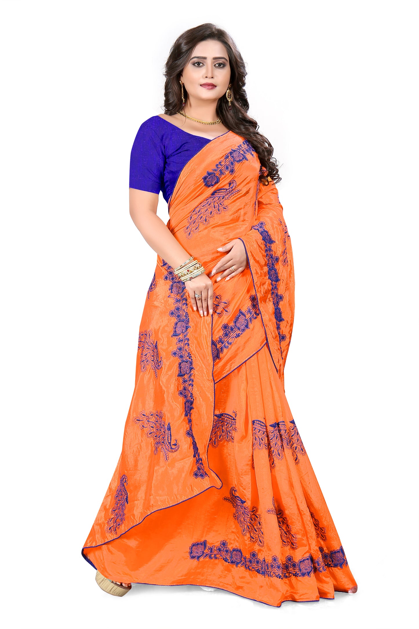 Dhiyona RV Women's Designer Sana Silk Thread Embroidered Saree with Banglori Silk Blouse ( KVD387 )