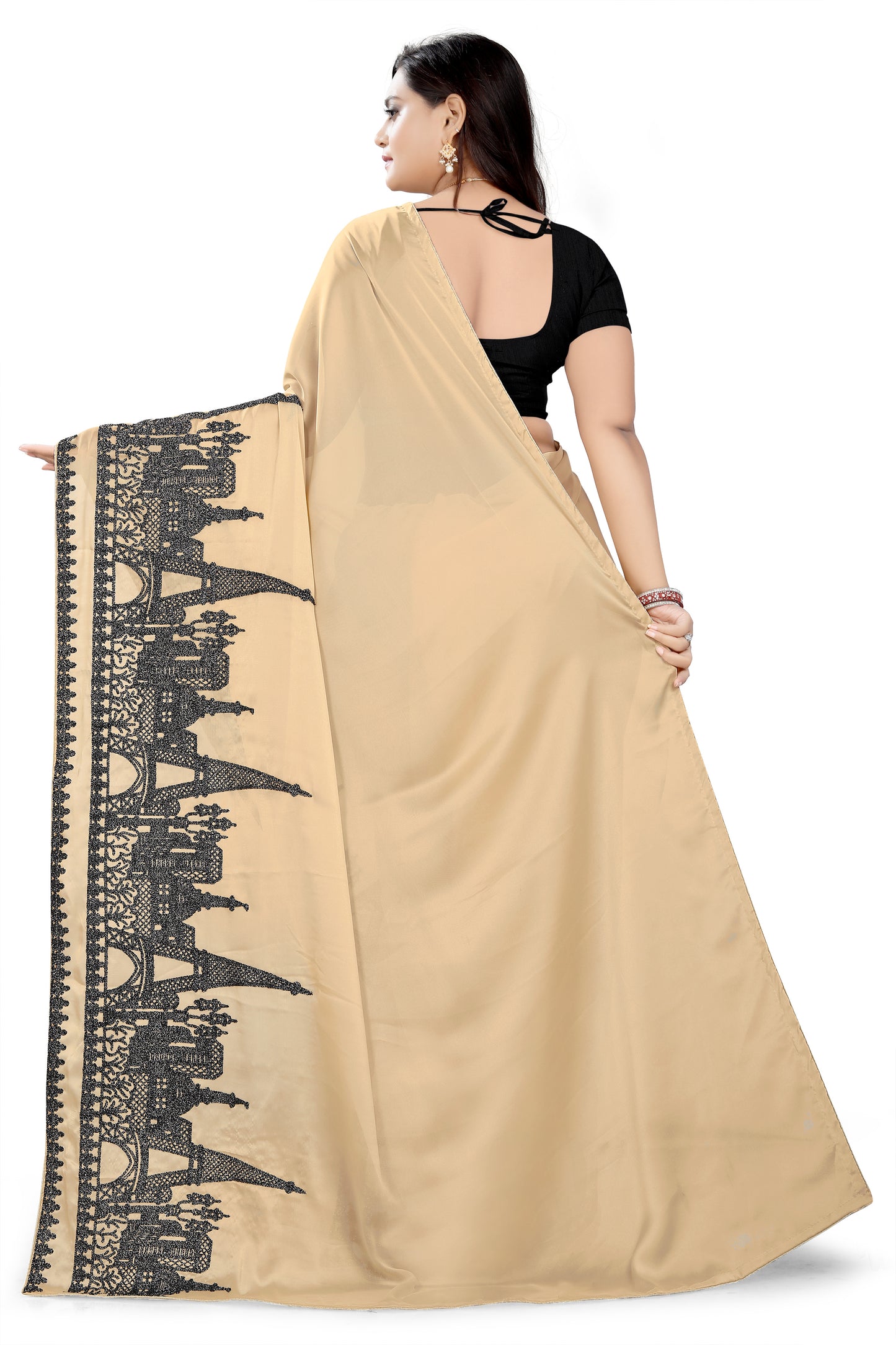Dhiyona RV Women's Rangoli Georgette With Embroidery Work Party Wear Saree (KVD5616)