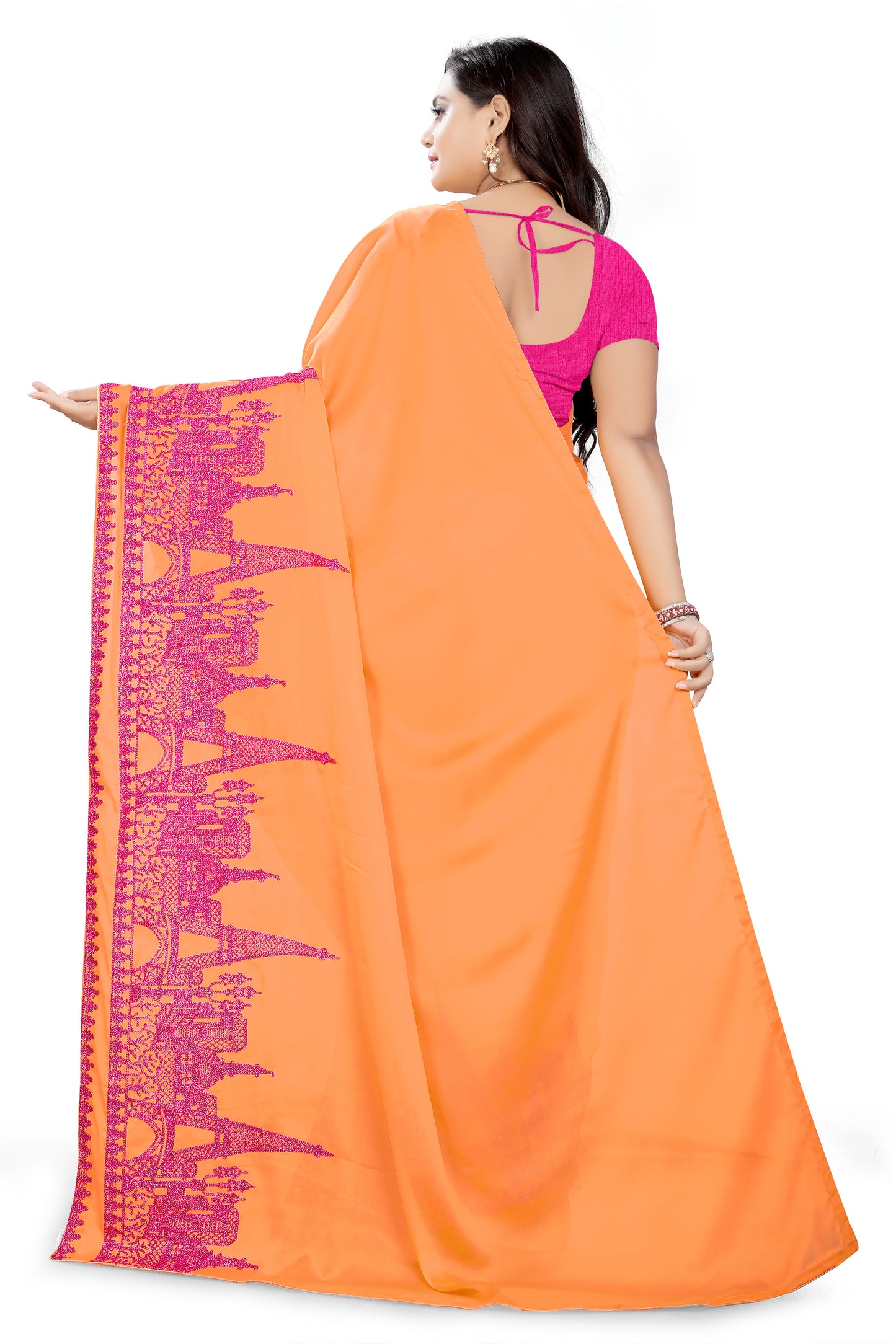 Dhiyona RV Women's Rangoli Georgette With Embroidery Work Party Wear Saree (KVD5619)