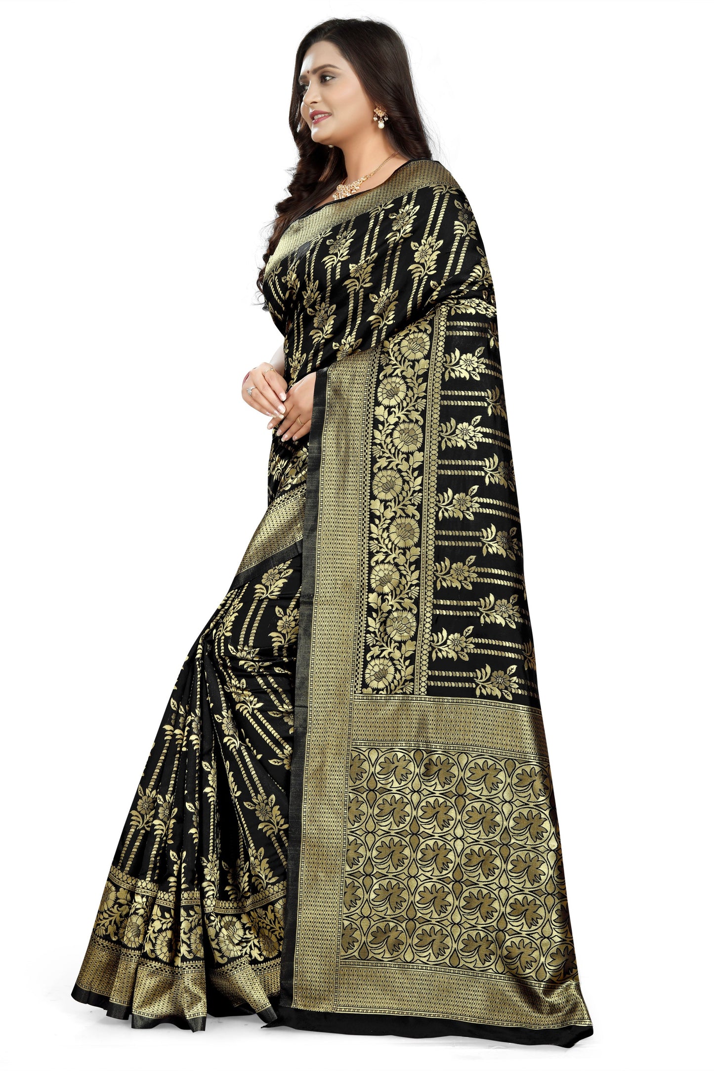 Dhiyona RV Women's Jacquard Cotton Printed Saree with Unstitched Blouse ( KVD670 )
