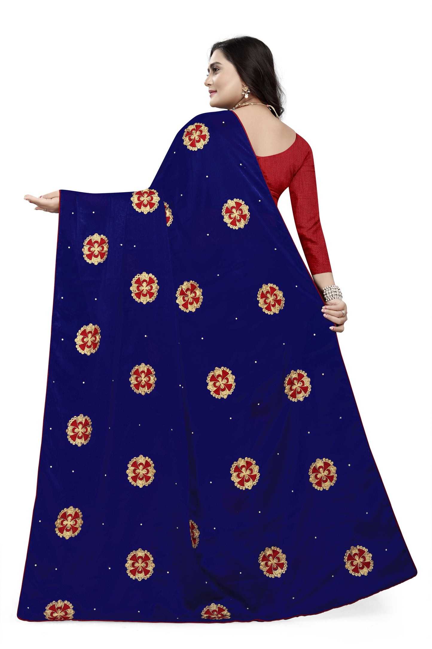 Dhiyona RV Women's Rangoli With Embroidery and Pearl handwork Saree ( KVD754 )