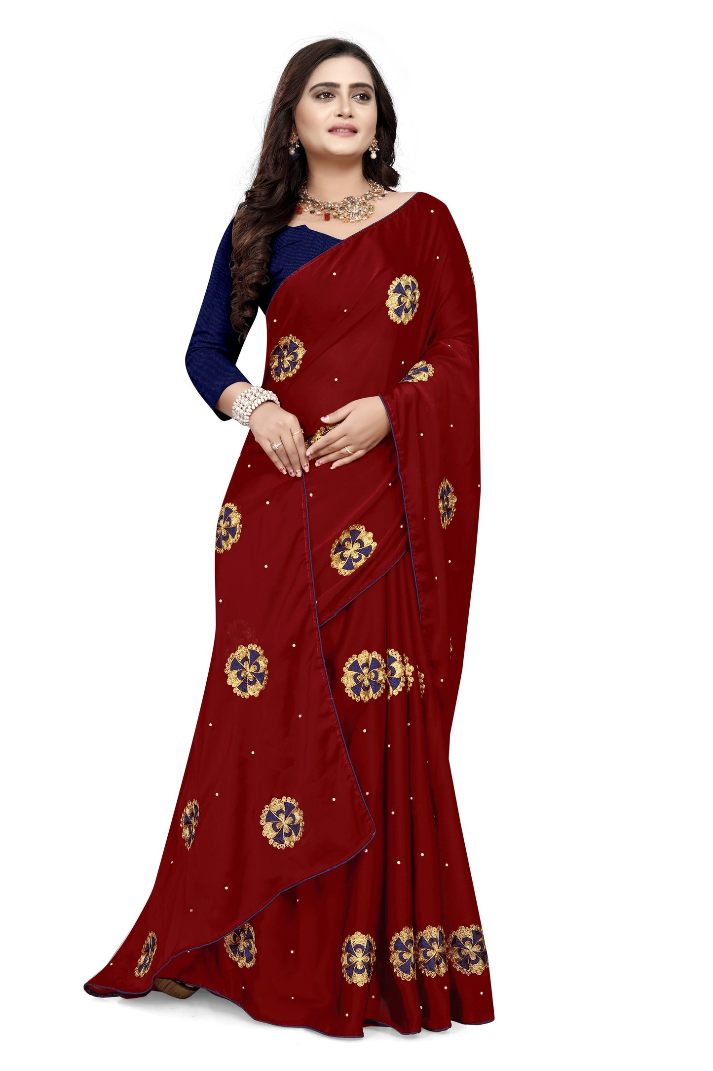 Dhiyona RV Women's Rangoli With Embroidery and Pearl handwork Saree ( KVD755 )