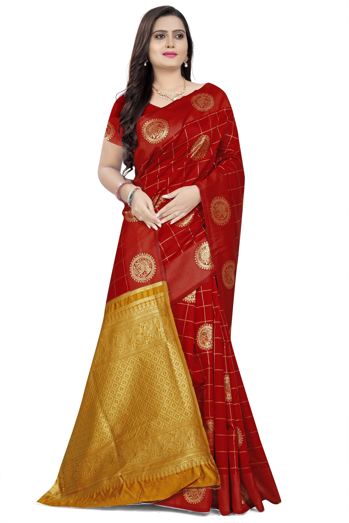 Dhiyona RV Women's Banarasi Cotton Silk With Zari weaving Saree ( KVD906 )