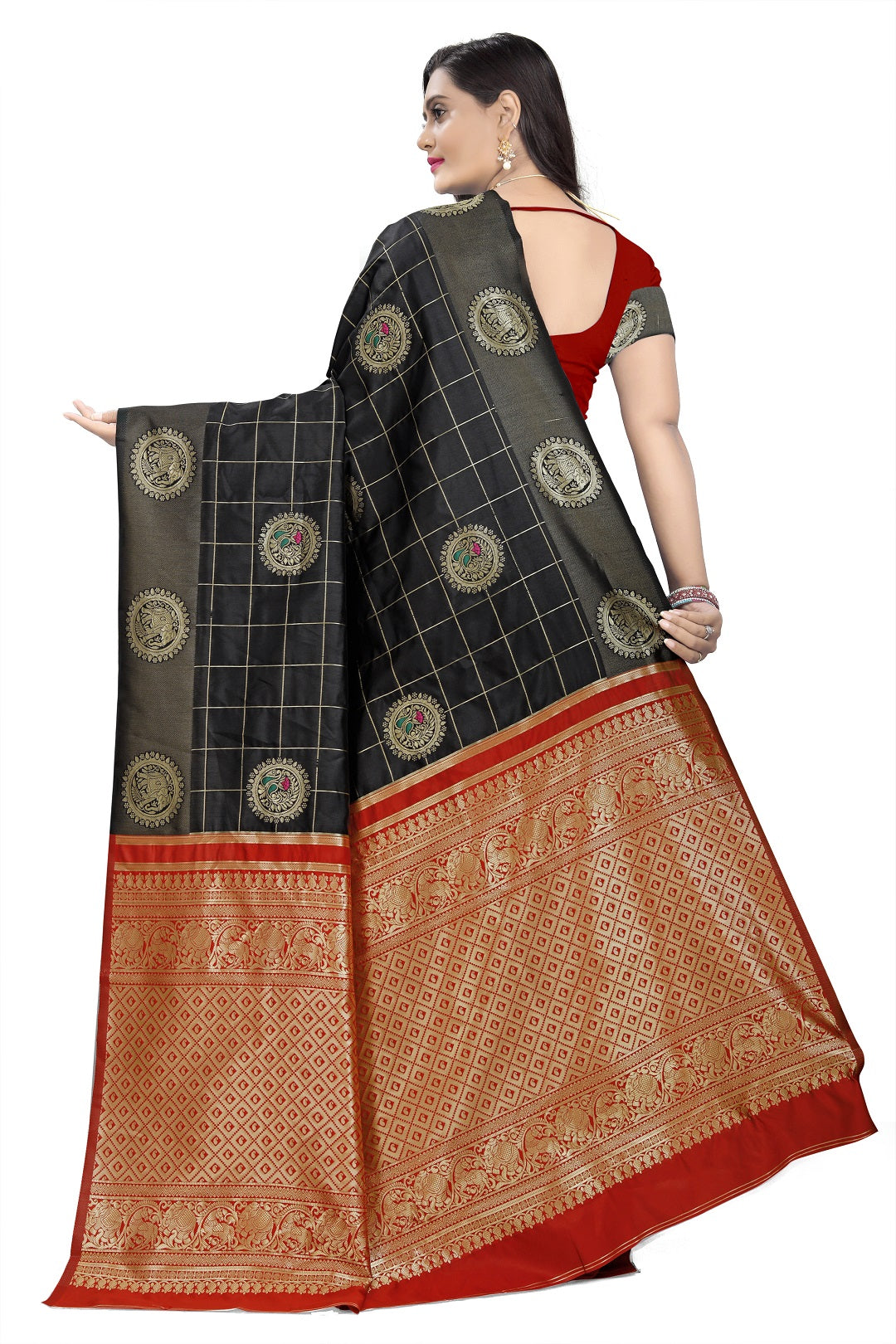 Dhiyona RV Women's Banarasi Cotton Silk With Zari weaving Saree ( KVD907 )