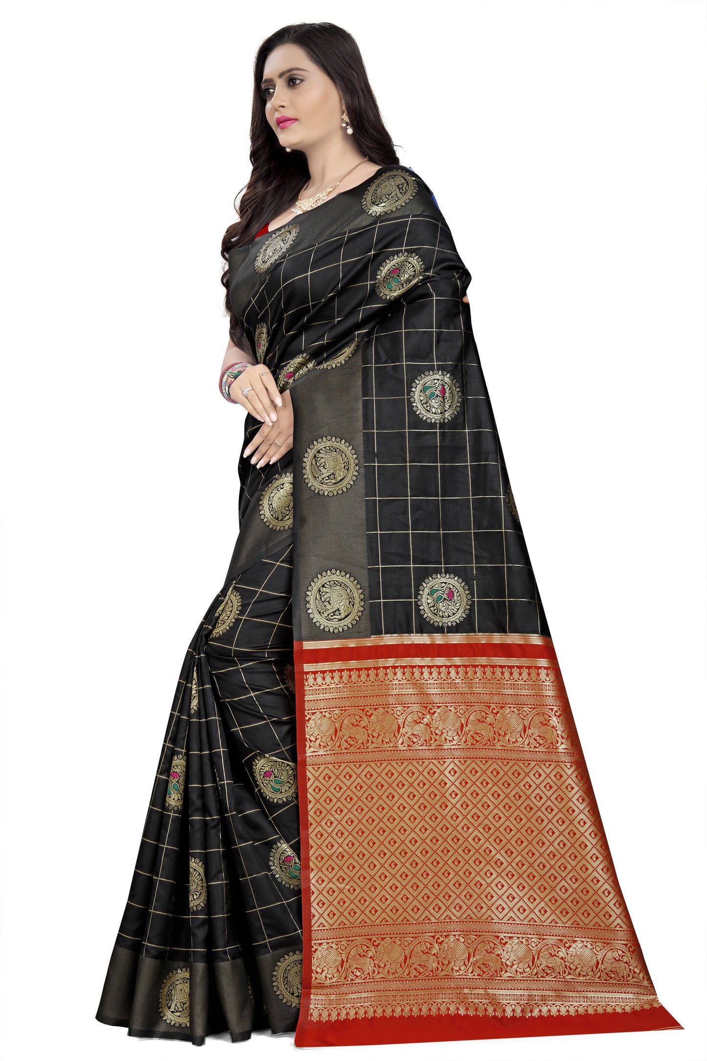 Dhiyona RV Women's Banarasi Cotton Silk With Zari weaving Saree ( KVD907 )