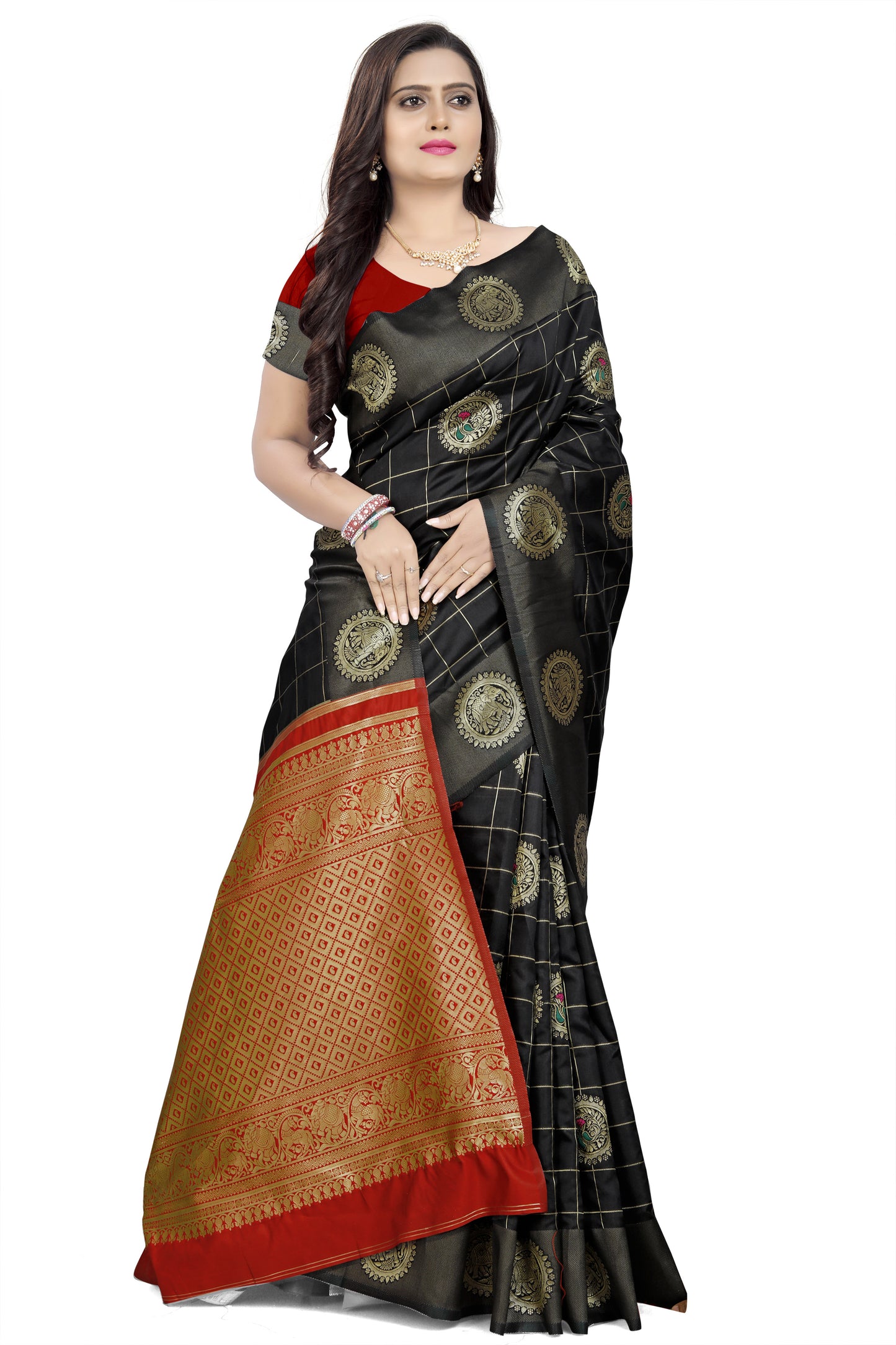 Dhiyona RV Women's Banarasi Cotton Silk With Zari weaving Saree ( KVD907 )