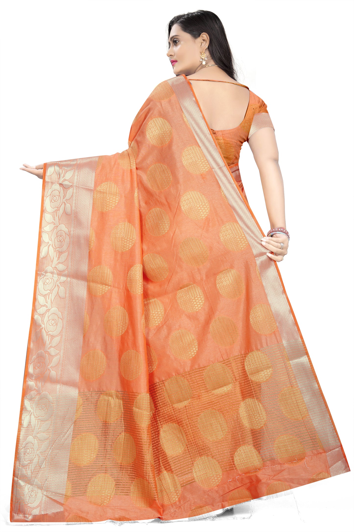Dhiyona RV Women's Banarasi Silk With Silver and Golden Jacquard Print Saree ( KVD912 )