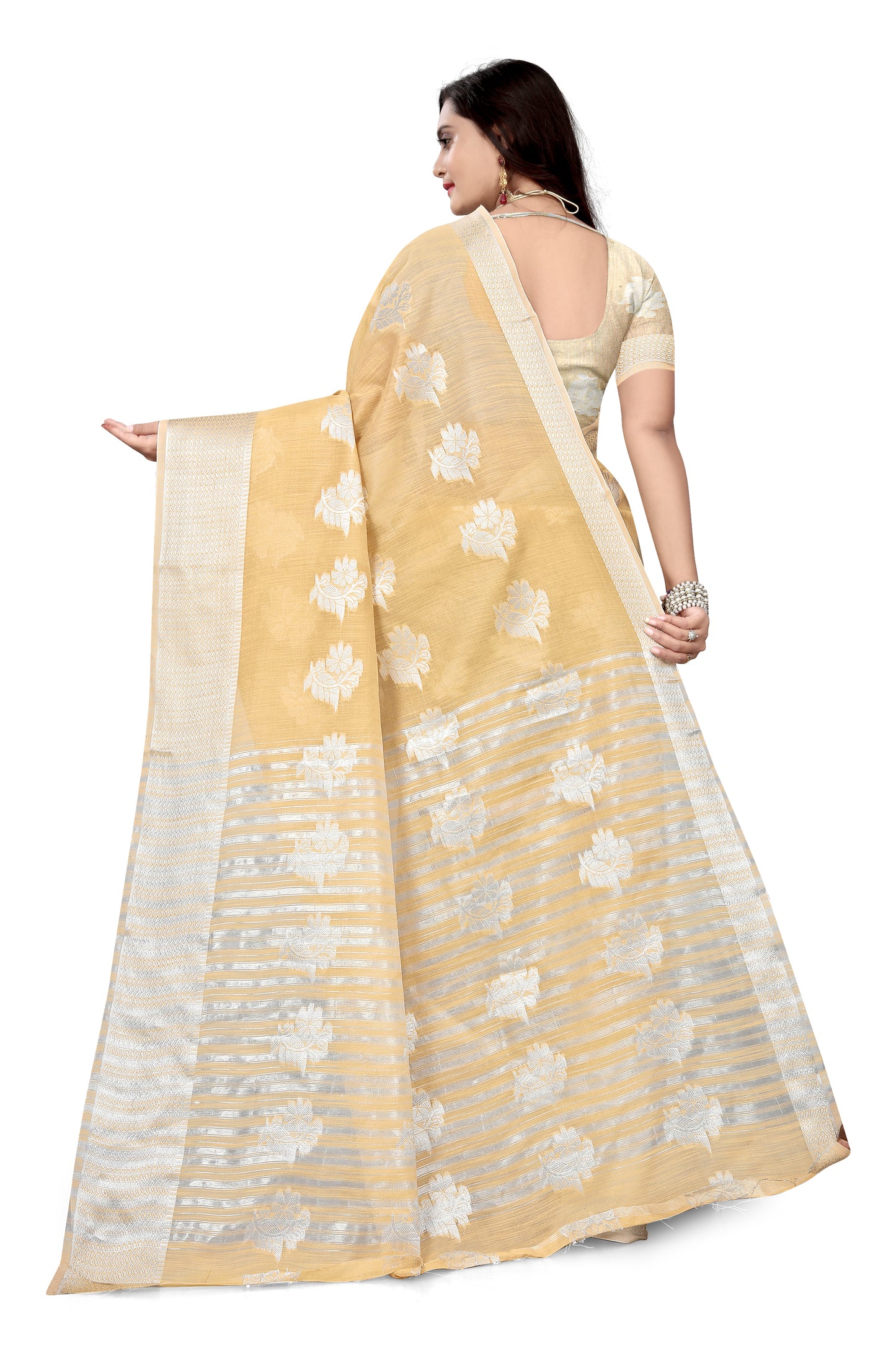 Dhiyona RV Women's Banarasi Cotton Silk With Silver Zari weaving Saree ( KVD976 )