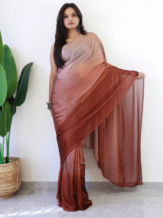 Women's Georgette Black Printed Ready to Wear With Blouse Piece