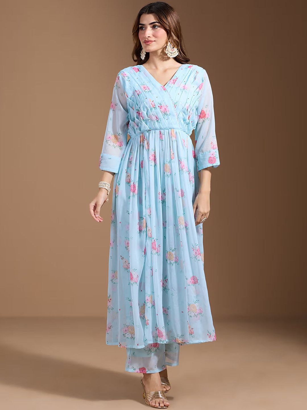 Dhiyona OD Women Floral Printed Regular Kurta with Trousers & With Dupatta