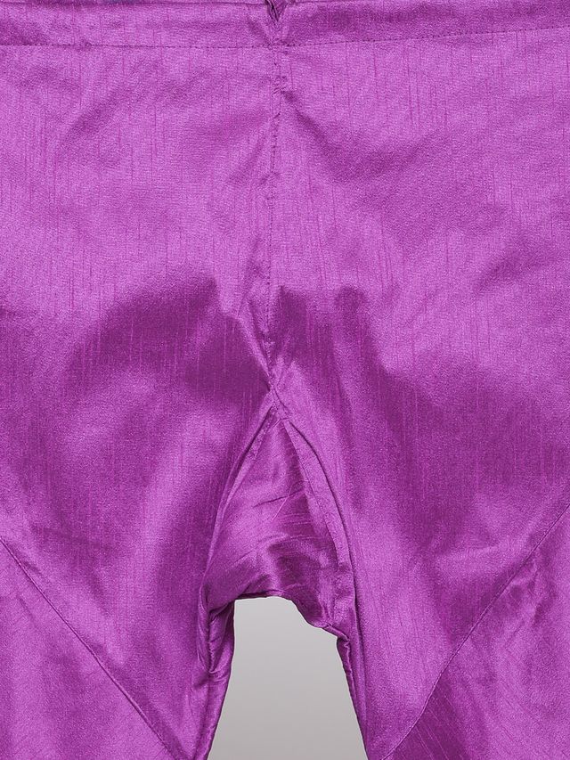 Men's Purple Silk Blend Straight Kurta Pyjama Set