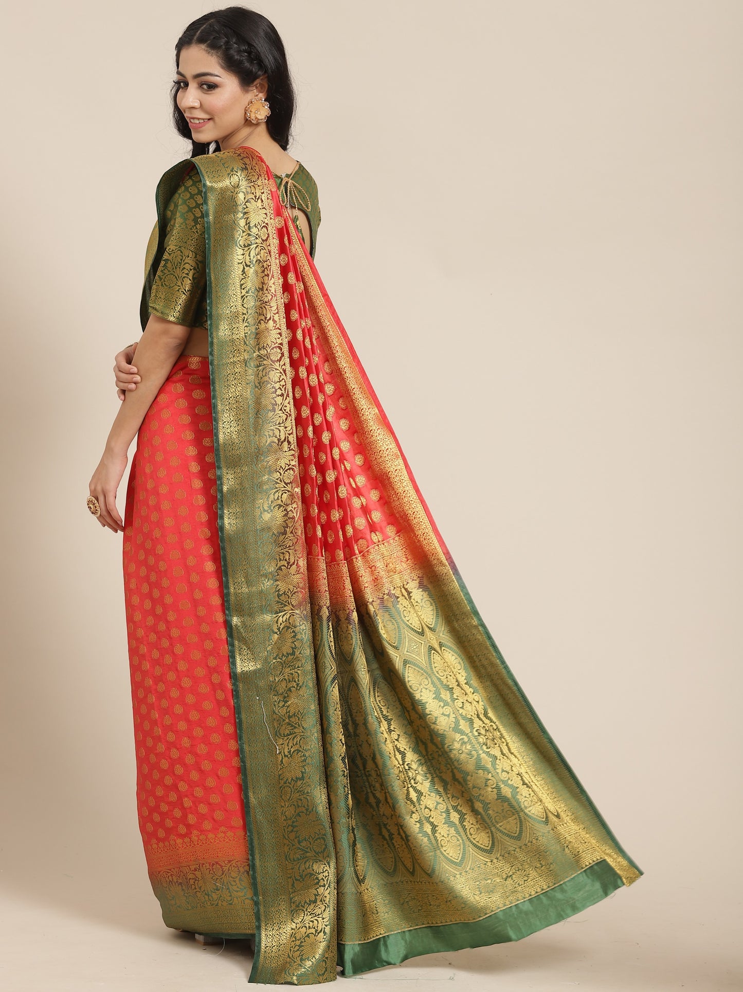 Dhiyona RV Women's Banarasi Cotton Silk With Zari weaving Saree ( KVD1001 )