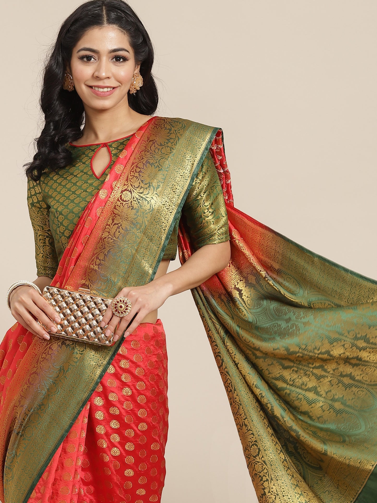 Dhiyona RV Women's Banarasi Cotton Silk With Zari weaving Saree ( KVD1001 )