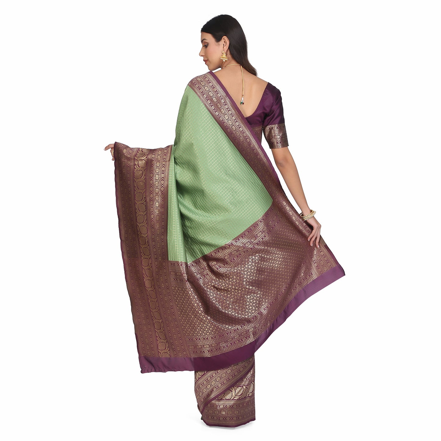 Dhiyona RV Women's Banarasi Cotton Silk With Zari weaving Saree ( KVD1008 )
