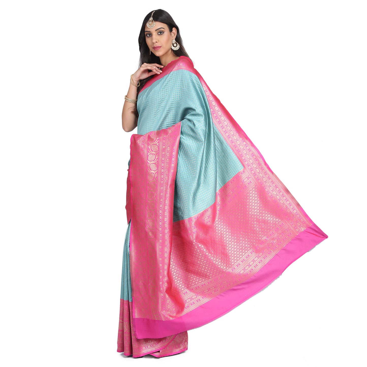 Dhiyona RV Women's Banarasi Cotton Silk With Zari weaving Saree ( KVD1009 )