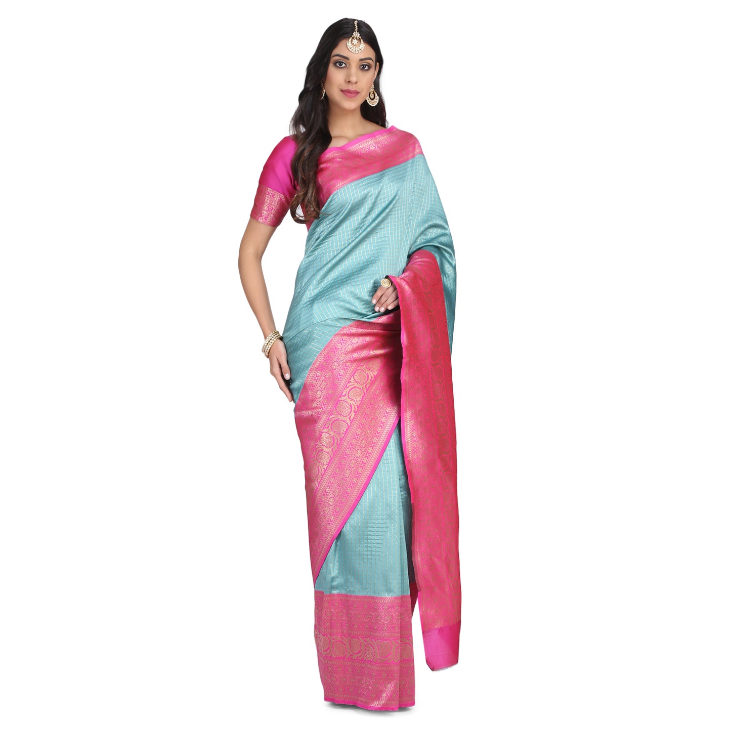 Dhiyona RV Women's Banarasi Cotton Silk With Zari weaving Saree ( KVD1009 )