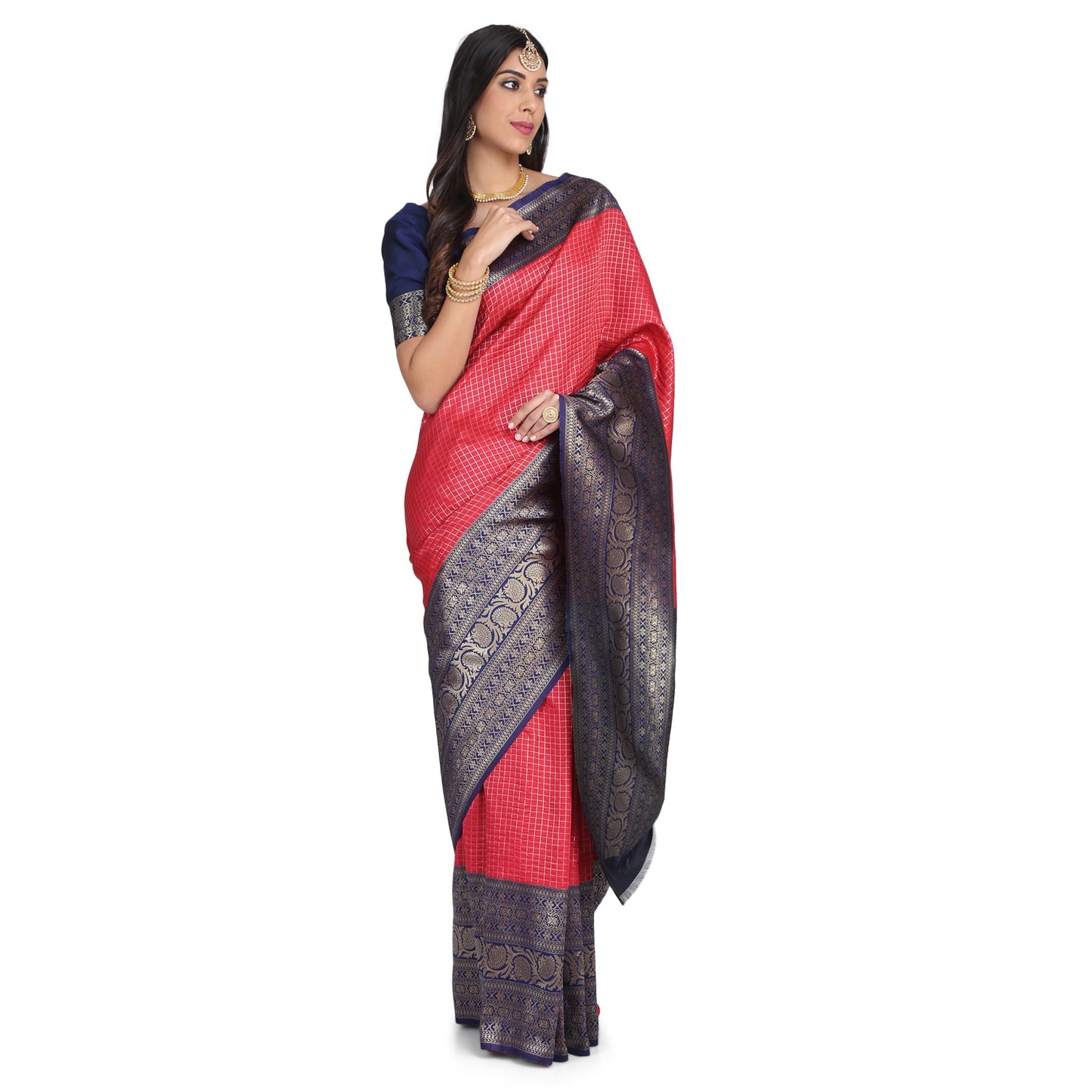 Dhiyona RV Women's Banarasi Cotton Silk With Zari weaving Saree ( KVD1010 )