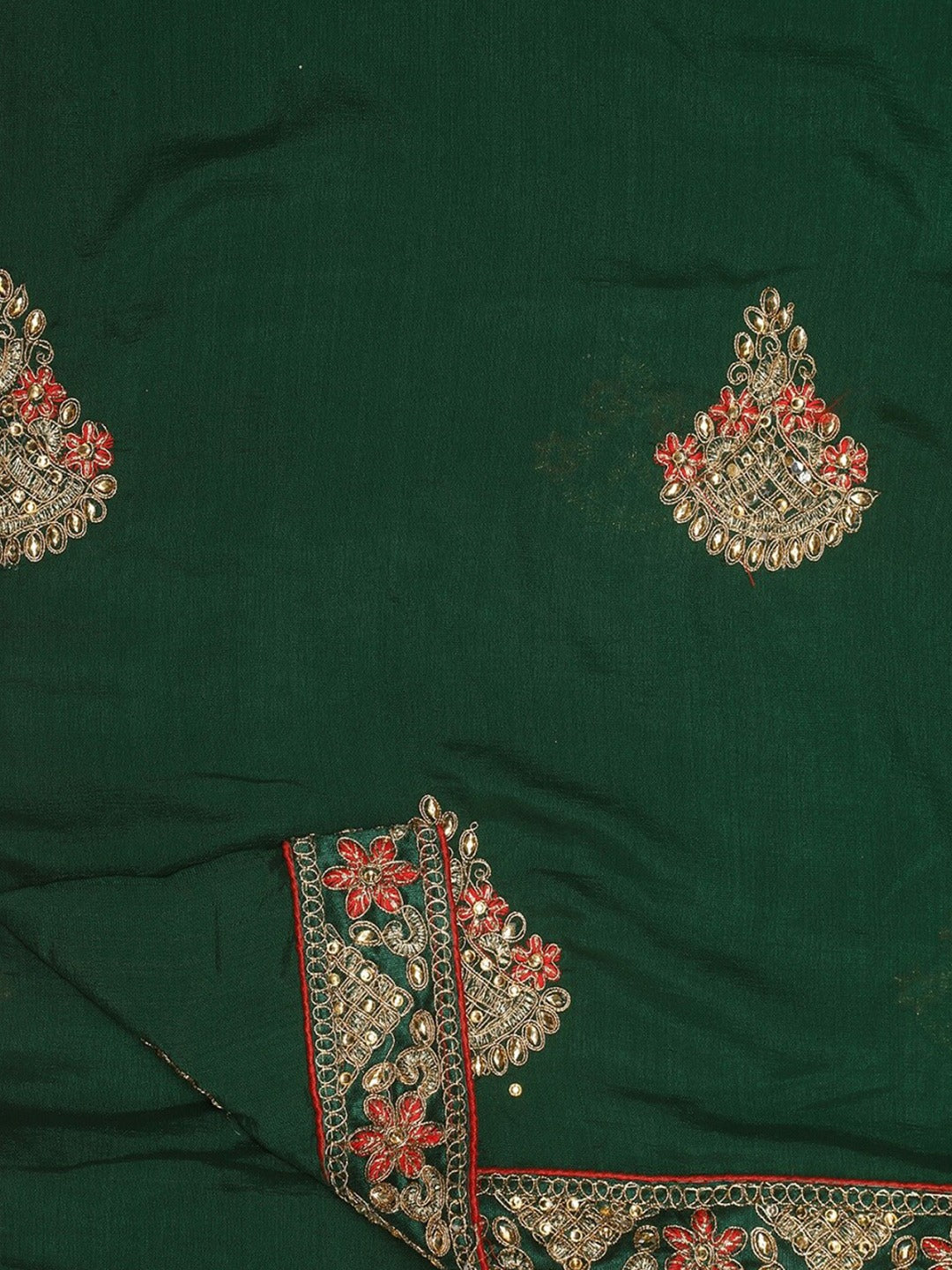 Dhiyona RV Women's Vichitra Silk With Cording Embroidery Work Exclusive Saree With Blouse ( KVD1079 )