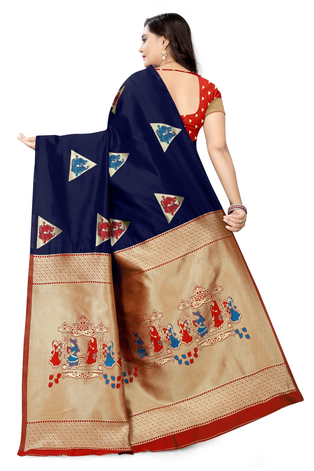 Dhiyona RV Women's Banarasi Silk With Silver Zari Weaving Saree With Blouse ( KVD1125 )