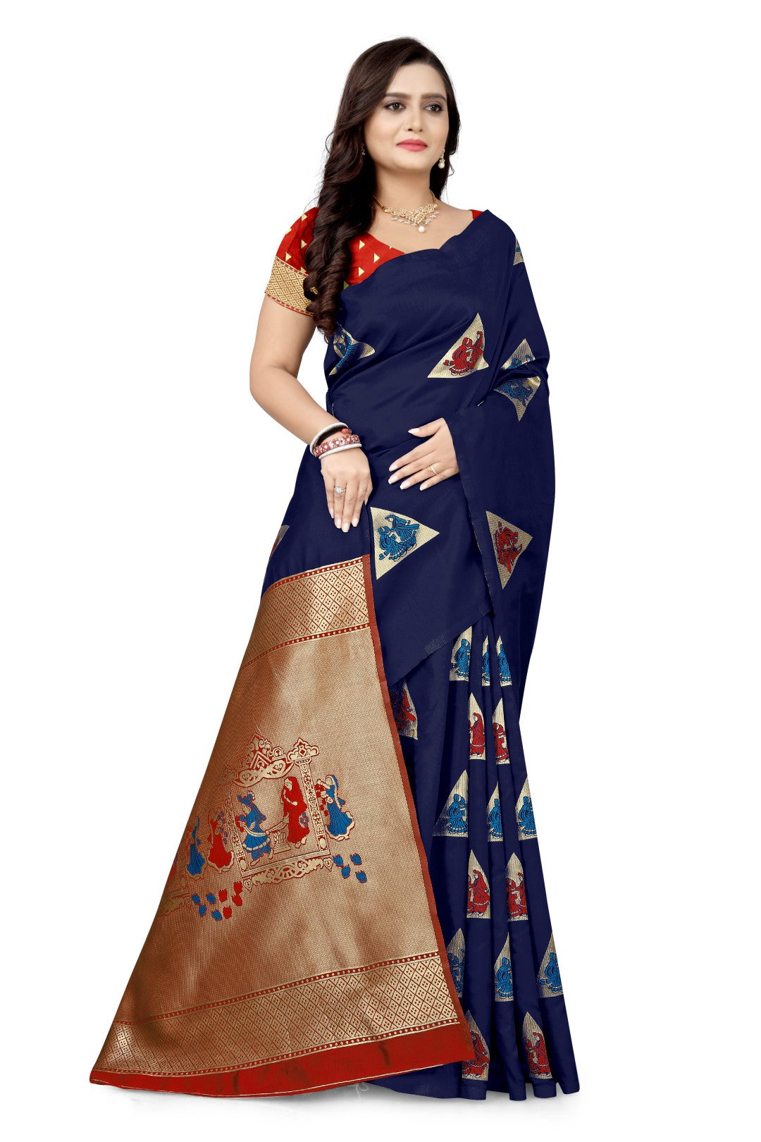 Dhiyona RV Women's Banarasi Silk With Silver Zari Weaving Saree With Blouse ( KVD1125 )