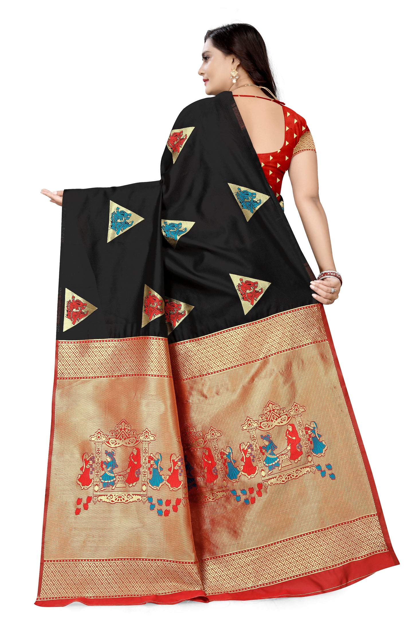 Dhiyona RV Women's Banarasi Silk With Silver Zari Weaving Saree With Blouse ( KVD1126 )