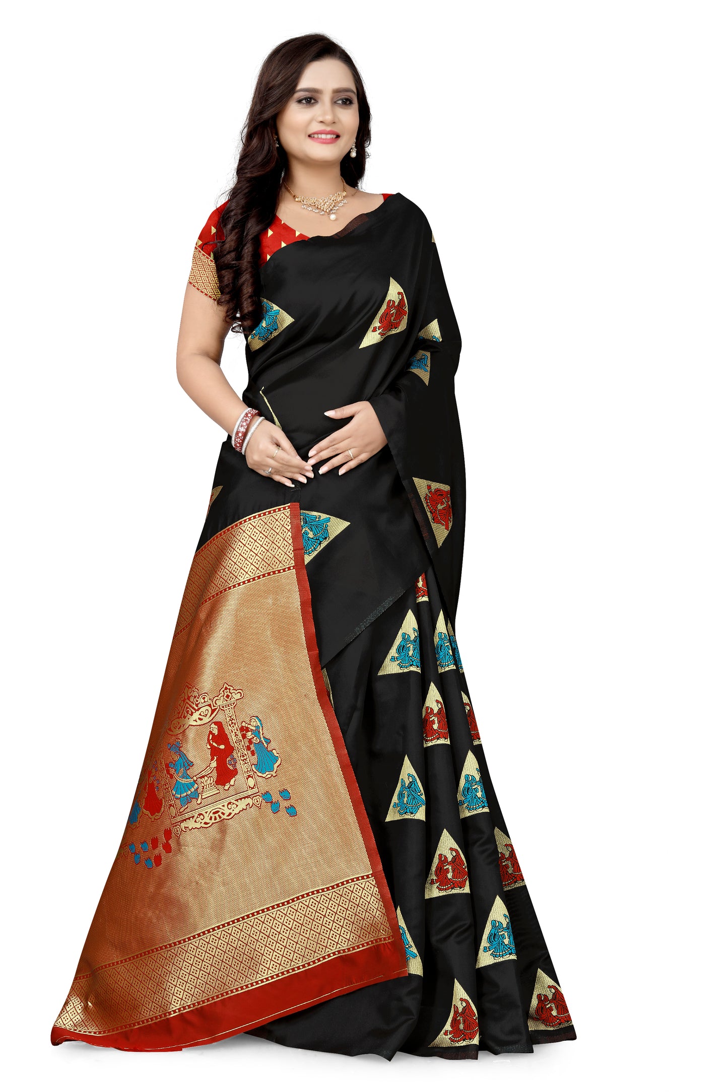 Dhiyona RV Women's Banarasi Silk With Silver Zari Weaving Saree With Blouse ( KVD1126 )