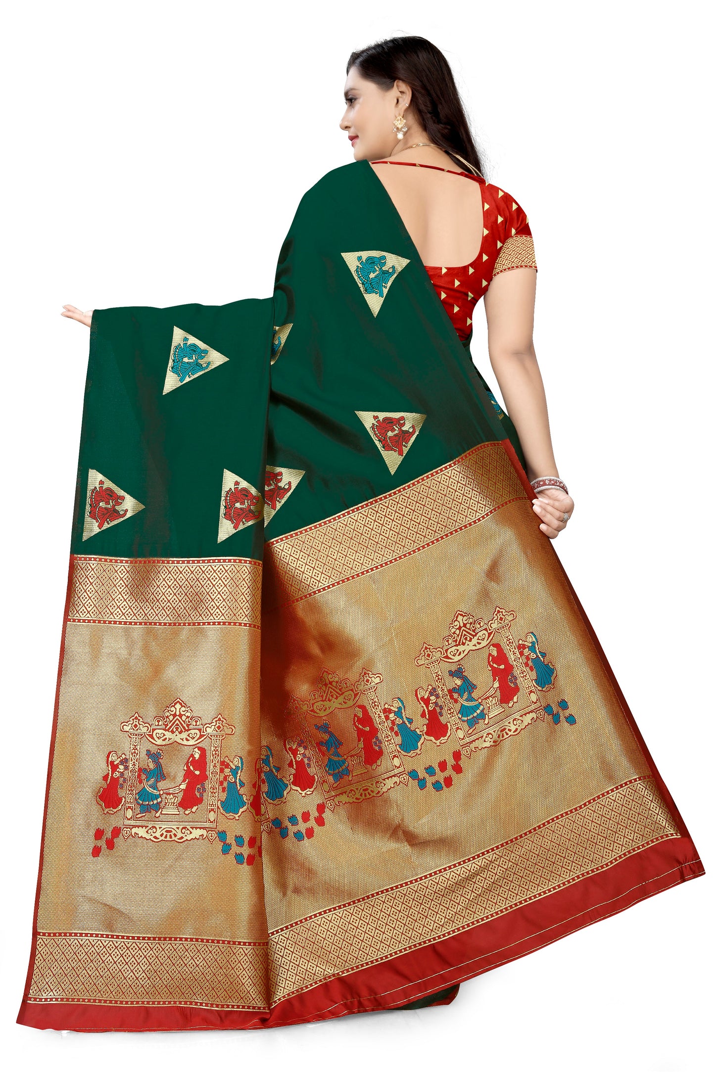 Dhiyona RV Women's Banarasi Silk With Silver Zari Weaving Saree With Blouse ( KVD1127 )