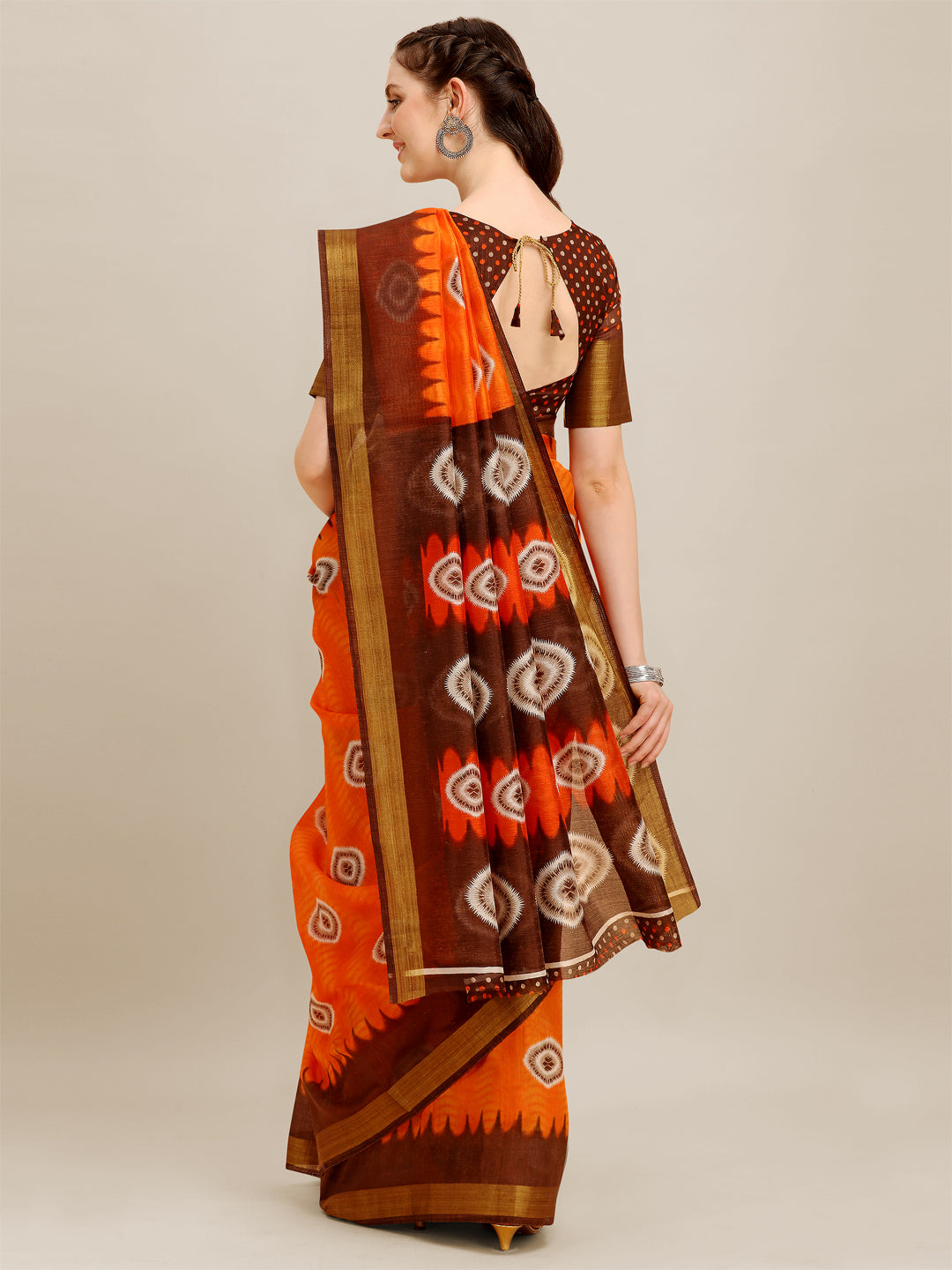 Dhiyona RV Women's Poly Cotton With Prizam Print Zari Broad Border And Printed Saree ( KVD1291 )