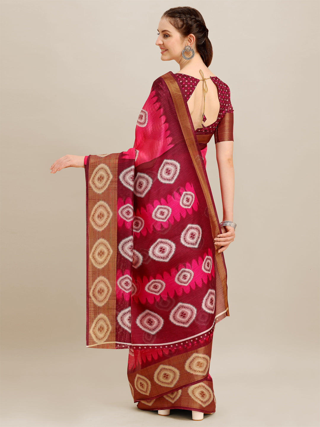 Dhiyona RV Women's Poly Cotton With Prizam Print Zari Broad Border And Printed Saree ( KVD1293 )