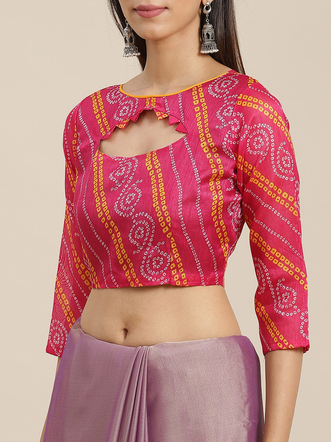 Dhiyona RV Women's Chiffon Saree With Sequine Embroidered Work And Bandhani Flowers. ( KVD1315 )