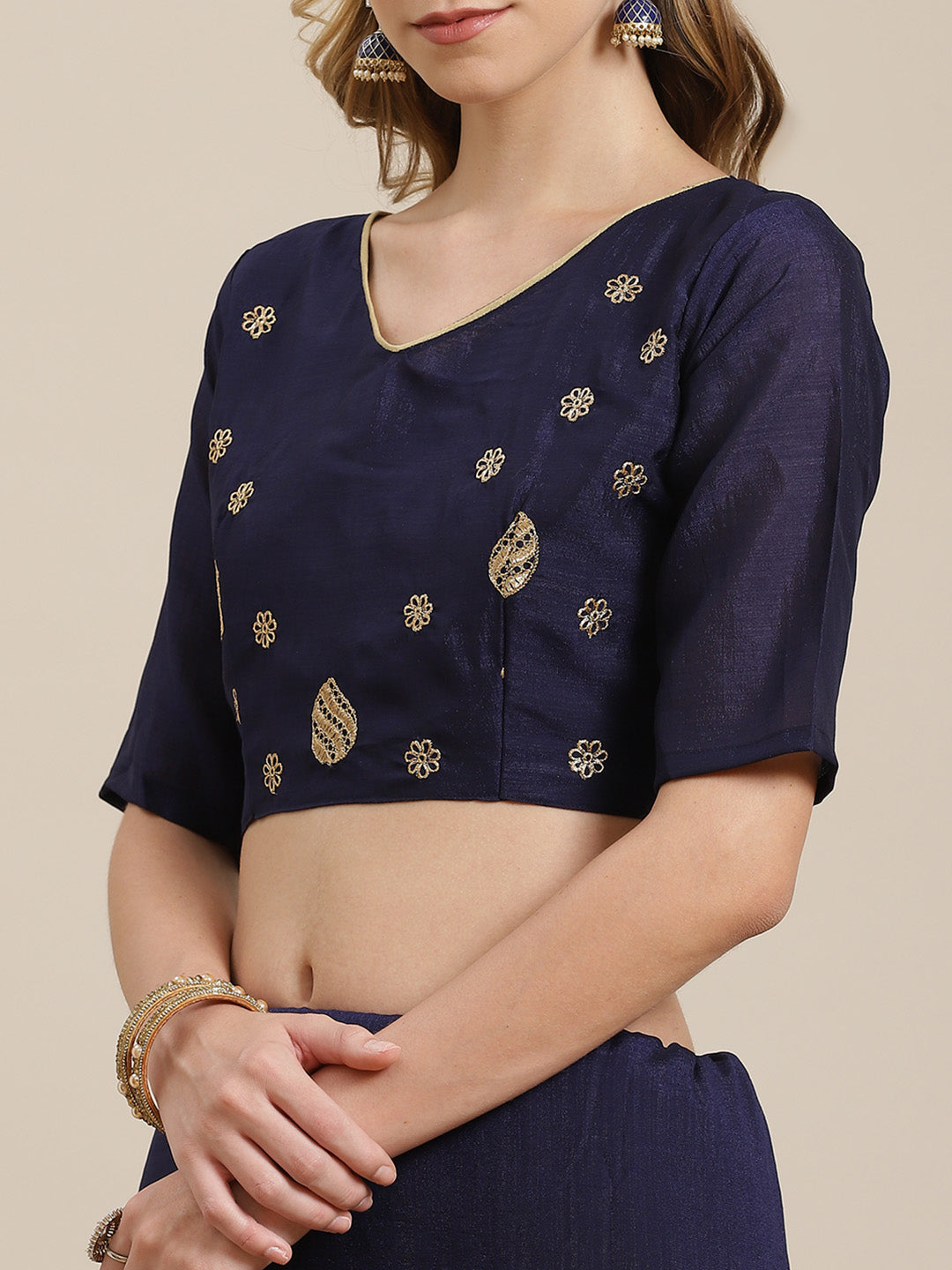 Dhiyona RV Women's Vichitra Silk With Zari Embroidery Saree ( KVD1401 )