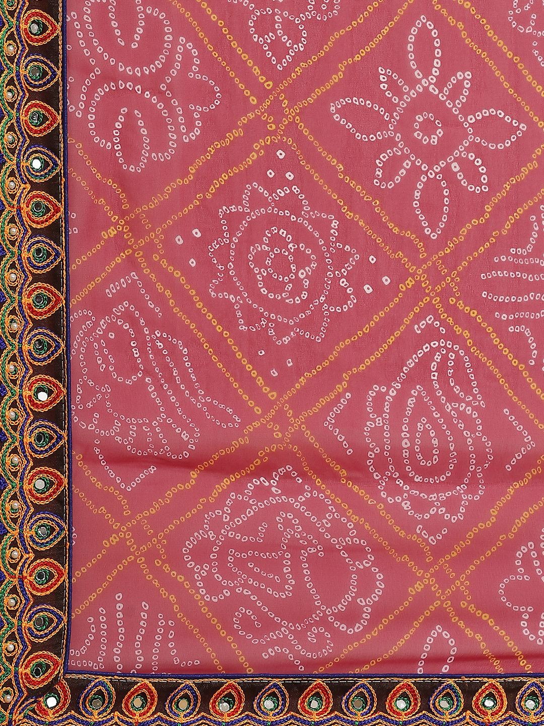 Dhiyona RV Women's Bandhani Georgette And Vichitra Silk With Thread Embroidery Saree ( KVD1413 )