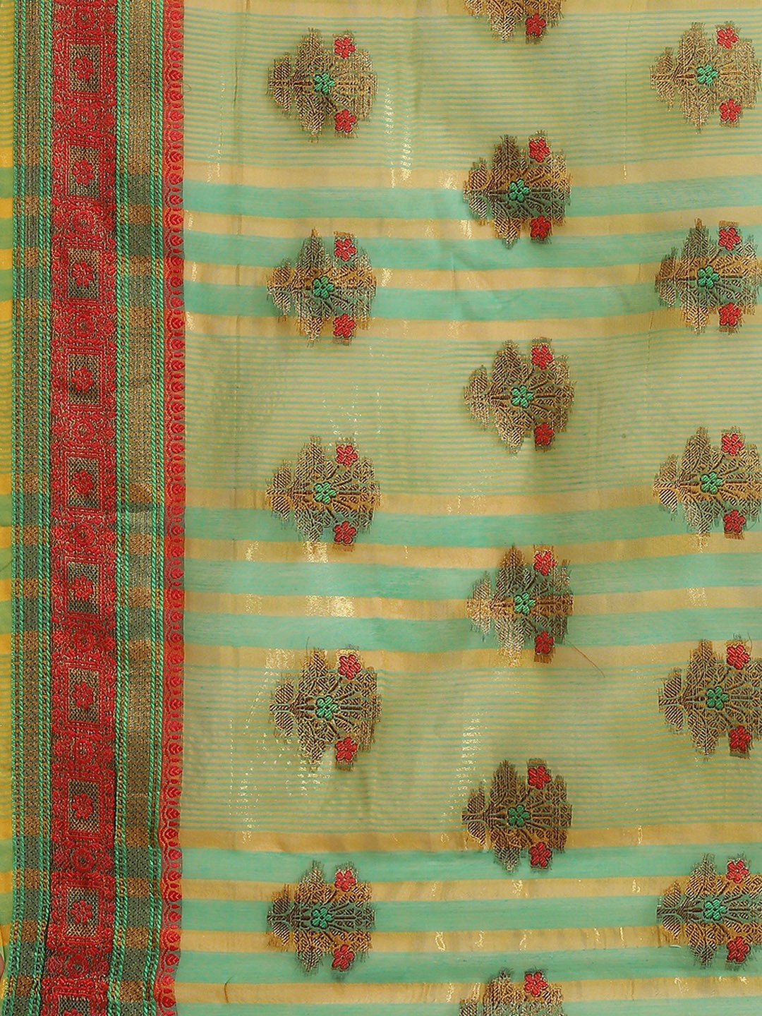 Dhiyona RV Women's Jacquard Cotton Silk Zari Butti And Lace Border Saree ( KVD1427 )